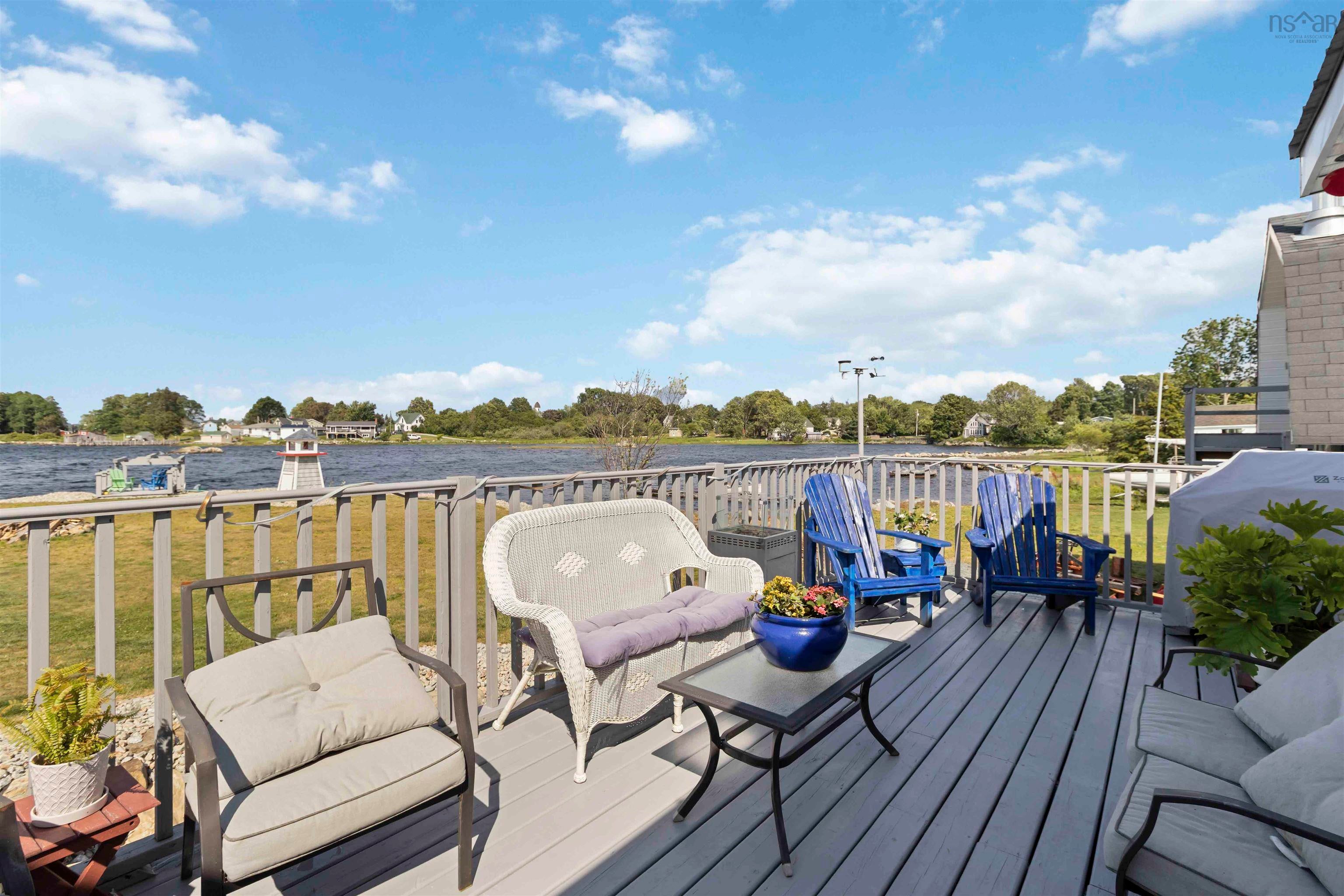 Wooden deck featuring a water view and a yard