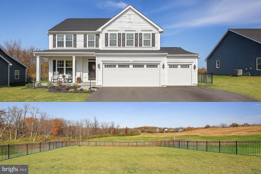 Second Chances! If you missed your opportunity the first time around in this exclusive golf course community, here’s your chance again! This stunning 4-bedroom, 3.5-bath new construction home is now available due to the seller’s relocation.
Located in the highly desirable Greens of Greencastle community, this spacious home showcases an open-concept layout filled with natural light, luxury vinyl plank flooring throughout the main level, hardwood stairs, gas fireplace, and recessed lighting.
The well-designed floor plan begins with a three-car garage entry featuring a built-in bench and drop zone for organization. The remarkable kitchen offers quartz countertops, a large island with pendant lighting, and gas cooking, seamlessly connected to the dining area—perfect for entertaining. A main-level flex space provides versatility for a home office, playroom, or sitting room. Additionally, there is a designated office space directly off of the kitchen area with a breathtaking view.
Upstairs, you’ll find four spacious bedrooms, including a primary suite with dual walk-in closets, a soaking tub, and an oversized walk-in shower. The laundry room with sink on the upper level adds convenience.
Step outside to a fully fenced, nearly half-acre lot—ideal for relaxing or hosting gatherings.
This home includes a builder warranty, plus thoughtful upgrades such as window treatments and a water treatment system—all move-in ready.