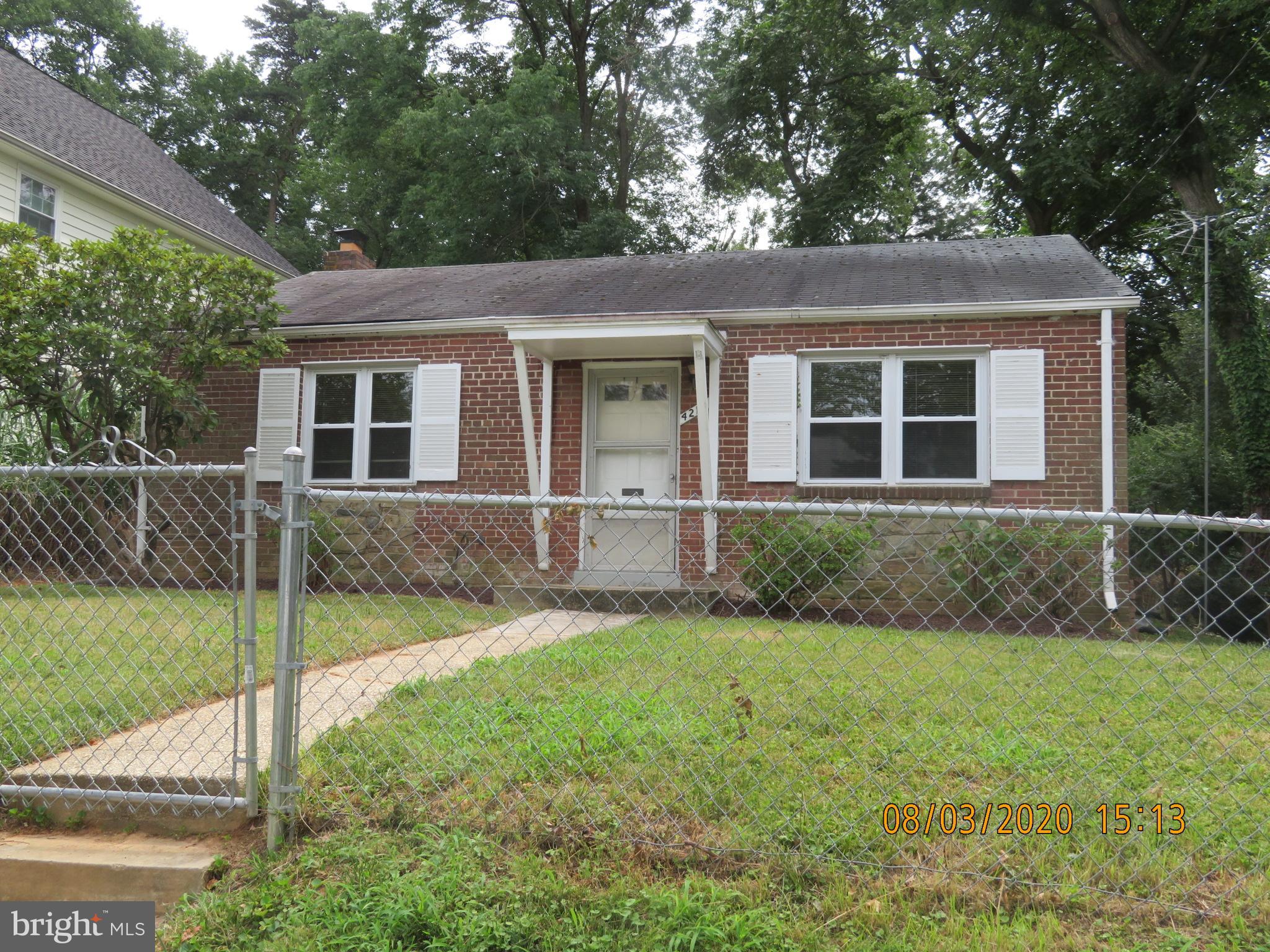 Lovely and unique two bedroom brick rambler with a full basement, hardwood floors, screened porch and fenced yard. Walkable to downtown Kensington, MARC train station and Rock Creek Park.