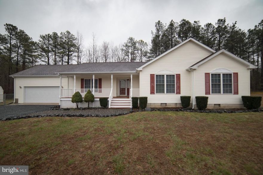 Tree-lined driveway leading to this spacious 4 bed 2 bath rambler w/ 2 car garage, plus large shed, situated on 2.73 open acres. Perfect split floor plan w/ large living room and open kitchen/dining room leading to back deck and fenced yard. Owners suite w/ 4 piece bath and WIC. Generously sized additional 3 bedrooms. Brand new carpet and paint throughout entire house. Welcome Home!