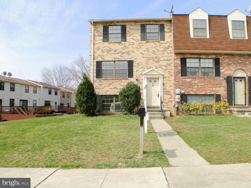 Rarely Available End of Group In Broadfield. This spacious townhouse with potential 4th bedroom located in lower level, features 1,440 sq ft of finished living space. New carpet thru-out upper level, freshly painted thru-out, wood burning fireplace in lower level, large master suite with en-suite master bath and large walk-in closet. Convenient location with 695, UMBC and shopping nearby. 1 yr HW.