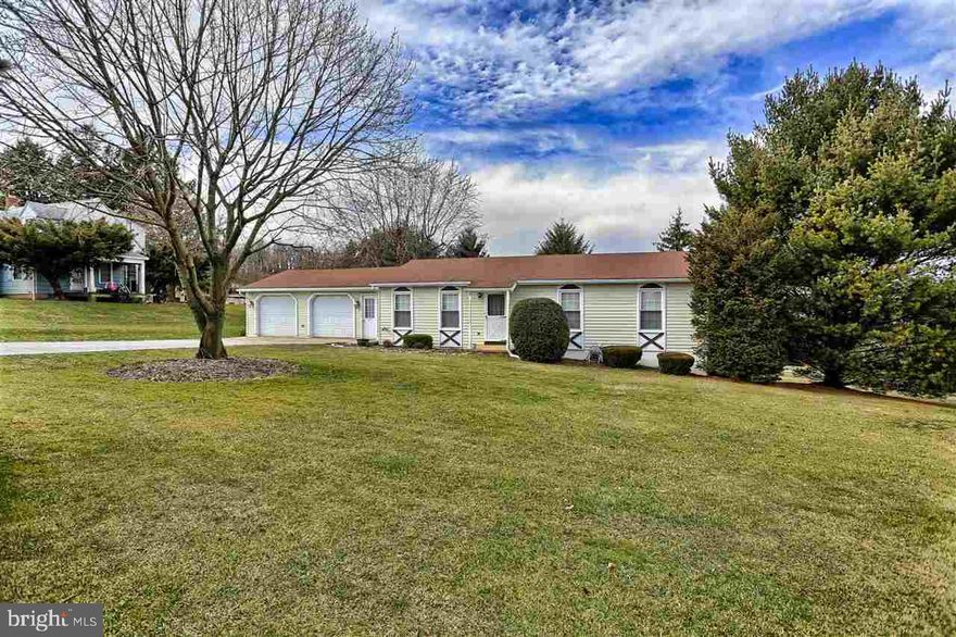 Country view for miles from this 3BR 1BA rancher w/rec rm and 2 car garage. Sit back on the large deck & relax looking over your large evergreens. Get cozy in the spacious rec room. Popular York Township and Dallastown Schools. Save tons on heating bill with thermostat controlled pellet stove. 26x25 two car garage gives plenty of room for workbench. Great yard for summer picnics and family gatherings. Offers not presented until after 15 February.
