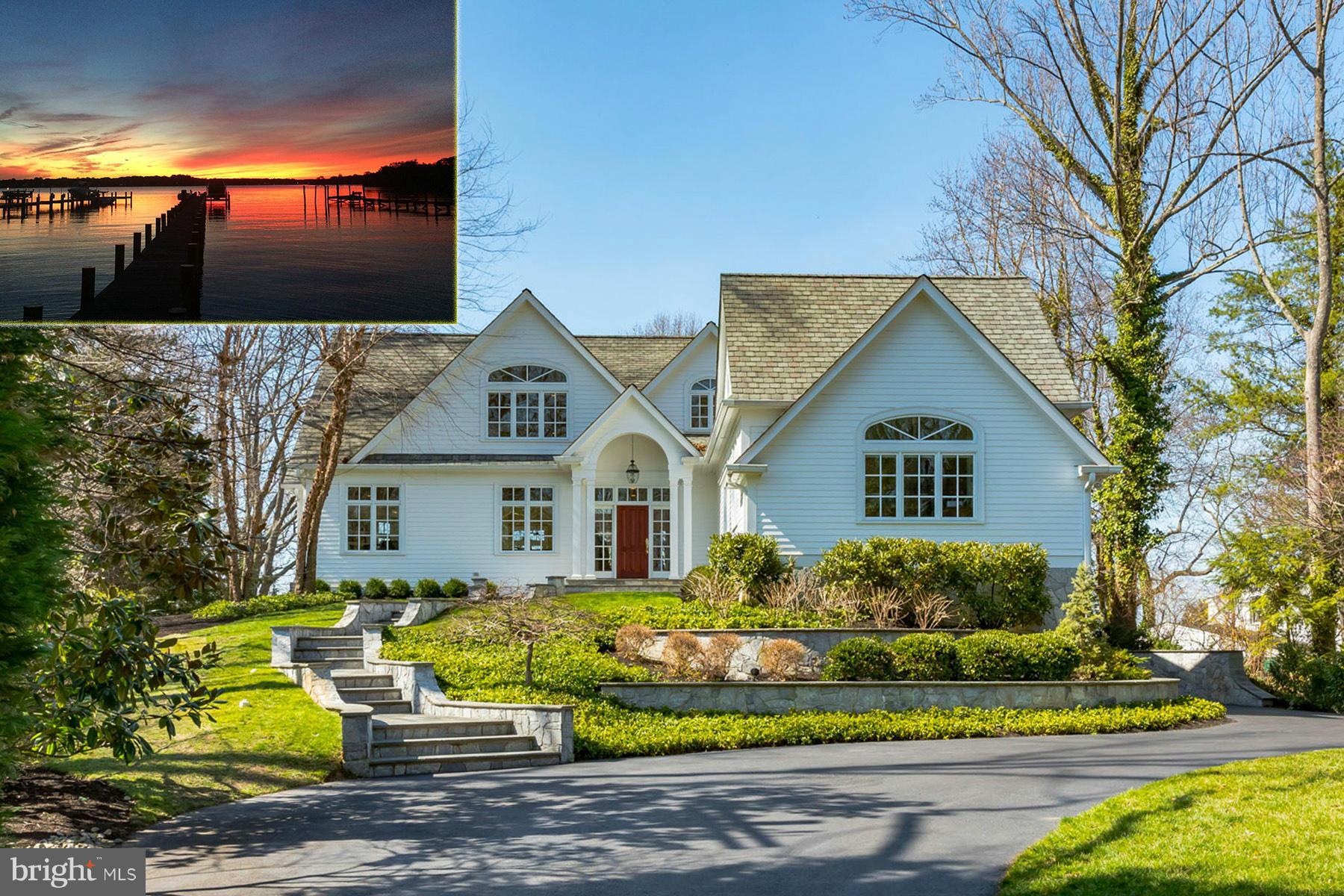 Striking architectural gem in very private setting has commanding views of the Magothy River. This is the home for the way you LIVE: Gorgeous maple floors throughout a two-story great room anchored by a gourmet kitchen and a wall of windows facing the water, deluxe main level master suite, and water vistas from almost every room. Private pier w/ 5 ft water depth. Lovely stone walks & walls.