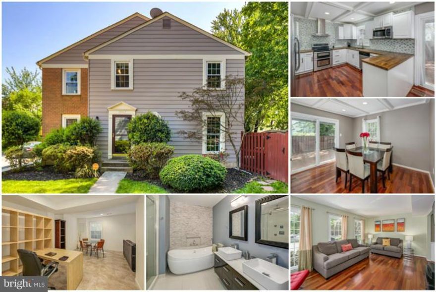 Beautifully renovated 4 BR, 3.5 BA townhome in sought after Comstock. Gorgeous updated kitchen w/ stainless steel appliances, glass tile backsplash+coffered ceilings. Luxury bath w/ dual vanity, soaking tub+separate shower. Lovely hardwood floors. Relax & BBQ on fenced patio w/ brick pavers. Huge finished basement/Rec Rm+den. Walk to shops, dining & entertainment. Minutes to Vienna Metro & I-495.