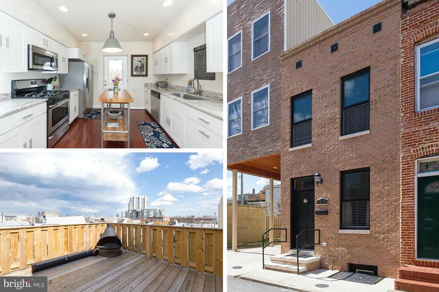 Stunning Locust Point Gem w/ High-End Finishes & Roof Top Deck! Cherry Hardwood Floors, Exposed Brick Throughout, Upgraded Light Fixtures, Bullnose Edge Walls, Custom Baths, Main Level Powder Room & Much More. Gourmet Kitchen w/ Granite, 42in White Custom Cabinets & SS Appliances. Spacious Bedrooms w/ Tray Ceilings & Walk-in Closets. Finished Bsmt/3rd Bedroom w/ Full Bath. Walk to Under Armour!