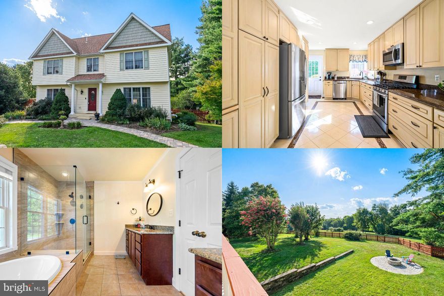 Welcome to Bright Skye Farm. This home will check your boxes for country living with modern conveniences. Nestled on 3 acres, the home was expanded in 2008 with the addition of a 2nd storey bringing the total living space across three levels to over 2700 sq.ft. Need more room? A 3 car garage was completed in the fall of 2020 with an additional 400 sq.ft. living space on the upper level. Use this space for your guests, family members or, as the current owner does, as a separate Air BnB,  generating additional income. The property makes a great base from which to explore Loudoun wine country.
The interior of the home will not disappoint. The primary and lower level baths and bedroom have heated floors. The pellet stove on the lower level adds a soft warmth to a space finished with tasteful wood work and built-ins. The farm style kitchen, with soft close cabinetry and gas range fill the home with the smell of fresh baked delights. The windows provide endless views of the acreage to the mountains in the distance. Crown molding, wainscoting, Brazilian cherry flooring and arched room transitions add to the casual, cozy, ambiance of the home. Outside, the landscaping, duck and chicken pens, garden planter boxes and potential bee keeping space all add to the property's charm. This one won't last long, add Bright Skye to your must see list of homes today! *Accepting backup offers