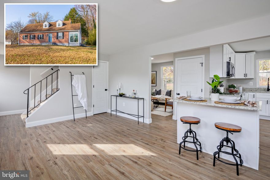 Charming Fully Renovated Home on Over an Acre of Land! Welcome to your dream home! Nestled on a sprawling 1+ acre lot, this stunning single-family detached home offers a perfect blend of modern comfort and timeless charm. Boasting a large front yard and expansive backyard, this property provides endless opportunities for outdoor living and entertaining. Step inside to discover a thoughtfully designed open-concept main level featuring a beautifully renovated kitchen with custom white shaker cabinetry, sleek granite countertops, a central island, and premium stainless steel appliances. The main floor also offers two generously sized bedrooms and a fully remodeled bathroom, ideal for family or guests. Upstairs, retreat to the luxurious master suite, complete with a spacious walk-in closet, a spa-like en suite bathroom, and the convenience of an adjacent laundry room. The home also features an enclosed sunroom, providing the perfect space to unwind while enjoying scenic views of your private yard. The unfinished basement offers endless possibilities for customization, whether you envision a workshop, recreation area, or additional storage. Rest assured, all renovations were completed with attention to detail by licensed contractors, and all necessary permits were secured for your peace of mind. Don’t miss the opportunity to own this turnkey gem with modern upgrades and abundant outdoor space. Schedule your private tour today!