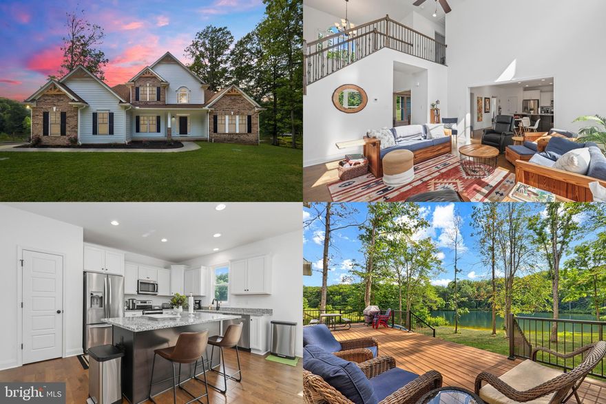 Experience unforgettable sunsets from this turnkey waterfront retreat in the coveted community of Noah’s Landing on Lake Anna. Built in 2023 by America's Home Place, this stunning home is tucked away on a quiet cul‑de‑sac and offers more than 100 feet of pristine waterfront on a generous 0.95‑acre lot. With 2,500 square feet of thoughtfully designed living space, the home features four spacious bedrooms and three full baths across two beautifully finished levels. Step inside to an inviting open‑concept layout where the kitchen, breakfast area, and family room flow together effortlessly. Large windows frame picturesque lake views, while the fireplace adds warmth and charm. The elegant dining room sets the stage for memorable meals and gatherings. From the main living areas, doors open directly onto the expansive deck, creating a seamless indoor‑outdoor experience ideal for entertaining. The deck itself is a true extension of the home—perfect for summer barbecues, relaxed evenings under the stars, or simply soaking in the peaceful surroundings. The treed lot near the shoreline offers dappled shade and a refreshing breeze off the water, making this outdoor space feel like a private sanctuary. The main‑level primary suite is a serene retreat, complete with recessed lighting and a spa‑inspired bathroom featuring a dual‑sink vanity, walk‑in shower, and luxurious soaking tub. Upstairs, two additional bedrooms and a full bath provide comfort and privacy for family or guests. Outside, the backyard unfolds into a private oasis with sweeping water views. There is also potential to build a dock on the right side of the lot—an incredible opportunity for boaters and lake lovers. Additional highlights include a two‑car garage, durable Hardiplank siding, and a 6.5‑foot‑tall crawl space ideal for storing kayaks, canoes, and seasonal items. The 500‑square‑foot PVC deck offers low‑maintenance enjoyment, while the home’s reverse osmosis water filtration system, polishing tank, well, and 60‑gallon pH‑neutral sand tank ensure exceptional water quality. A paved asphalt driveway adds convenience and curb appeal. This premier location offers exclusive access to the community’s private boat ramp, dock, and boat slip, along with endless opportunities for personal watercraft use, canoeing, kayaking, water skiing, wakeboarding, and fishing. With more than 99 feet of shoreline, the property also qualifies for a boathouse up to 2,000 square feet (not to exceed 20 feet in height). And as a final bonus—Firefly high‑speed internet, making remote work and streaming a breeze. This exceptional home offers modern luxury with the tranquility of lakeside living. Don’t miss your chance to own a breathtaking waterfront property in one of Lake Anna’s most desirable communities. TURN KEY READY, ALL FURNITURE + WATER EQUIPMENT, ETC INCLUDED!