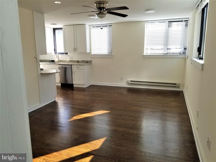 A premium location in Society Hill for spectacular rentals in this six unit, boutique building. Full size elevator service to all floors. Samsung appliances; site finished, hardwood floors; stone counters; custom window treatments; glass shower doors; soaking tubs; washer/dryer in each unit. Walkscore calls this location Paradise with a score of 99. The perfect location to enjoy all that Center City has to offer. Ground floor unit at street level, very convenient easy access. Plenty of closet space plus storage in the basement. This is a specious two bed, two bath unit with southern exposure.  Perfect floor plan for co-living. Sorry no pets.