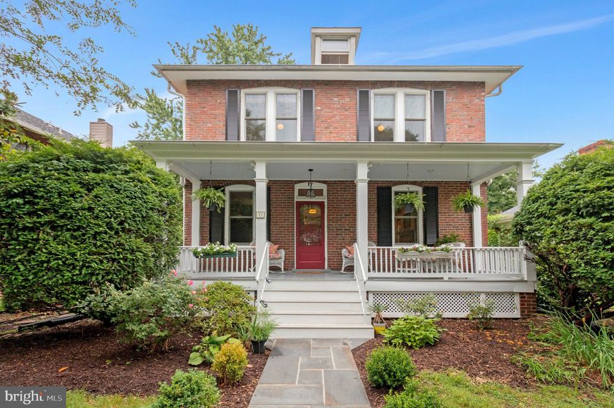 YES! One of "those" houses on one of "those" streets!  Have you ever heard, "They just don't make them like they used to"?  In some respects, they do!  For once, simplicity and ease are under one roof.  

17 Cedar has longevity with the floorplan flow at 107 years young, "impressive" is the word to use when stepping into "living" at 17 Cedar Street.   Classic charm is married to flexible space across all four levels. Nestled on a quiet, tree-lined street with a welcoming front porch complete with wainscotting on the ceiling, comfort, character, and room to grow is found right here, oh so close to King Street Metro, VRE, Amtrak, Old Town, Del Ray, Whole Foods (daily even if you'd like!), and the Blue Park.

The main level features a thoughtful layout connecting with a front door sight line that's the envy of new construction.  The living room, dining room, and kitchen are open but maintain distinct spaces. Check out the floorplan in the photos to see precisely.  A fireplace anchors the front living room, while the separate dining room looks out onto the back deck. The kitchen opens toward the living area, ideal for staying connected while hosting or multitasking. The kitchen also opens to the back deck for littles running in and out in the spring and fall and for grilling ease.  An office, den (or bedroom with a door) is located just off the entry equipped with oak built ins and a half bath sits between the kitchen and the basement stairway.  Sometimes those powder rooms are a real lifesaver for all.

Upstairs offers four or three bedrooms, depending on the versatile primary connected space which can be used as a study, office, closet, nursery, work out room, you decide.  The space is LARGER so it's not a postage stamp like many of those newer houses' fourth bedrooms!  Connected to the primary, this space is a metaphor for just how easy it is to live here.  The primary is connected to a fabulous ensuite bath complete with a skylight over the shower, BIG closet (!) and the full sized washer and dryer.   If the front porch does not conjure calm at the end of the day or a chill weekend respite, the soaking tub sure does.

The finished attic level is a flexible space ideal for your imaginations: perhaps a playroom, reading area, or hobby zone, with generous built-in storage throughout. The walls are a beautiful raw pine paneling.  The attic playroom space is carpeted enhancing the living space. Additionally, an electric baseboard heater makes the space usable regardless of the season.  COZY and COMFY for all of the hats this space could wear.

The unfinished basement stays dry year-round and provides excellent space for a home gym, workshop, or additional storage.  NOTICE:  This house is a sturdy solid brick 1918 constructed masterpiece.  See it in all its glory in this lower level. Not one bit sexy but the true example of 17 Cedar's longevity and staying power.

Outdoors, the front porch is perfect for morning coffee or a casual dinner, and saying "Hey" to all the Neighbors and Passers-by.  The rear deck extends the living space into the enclosed backyard with beautiful landscaping and a manageable lawn. While there is no off-street parking, street parking is readily available, and there is indeed a curb cut already from ALX City on the east side of the property line. SIMPLE and EASY has been the theme here and this cub cut is yet another example of why.  The permission is already in place, and if you need that driveway,  Go-For-It!
The lot size is 6,500 square feet:  Think expansion over the back dining room if you require more living space.  The house can indeed grow as needs evolve.

Located in the heart of Rosemont, 17 Cedar is just blocks from King Street Metro, Old Town, Whole Foods, VRE, and Amtrak. Nearby schools include Naomi L. Brooks Elementary, and commuters will appreciate easy access to 495, 395, and National Airport. A piece of Americana resides in Rosemont at 17 Cedar Street.