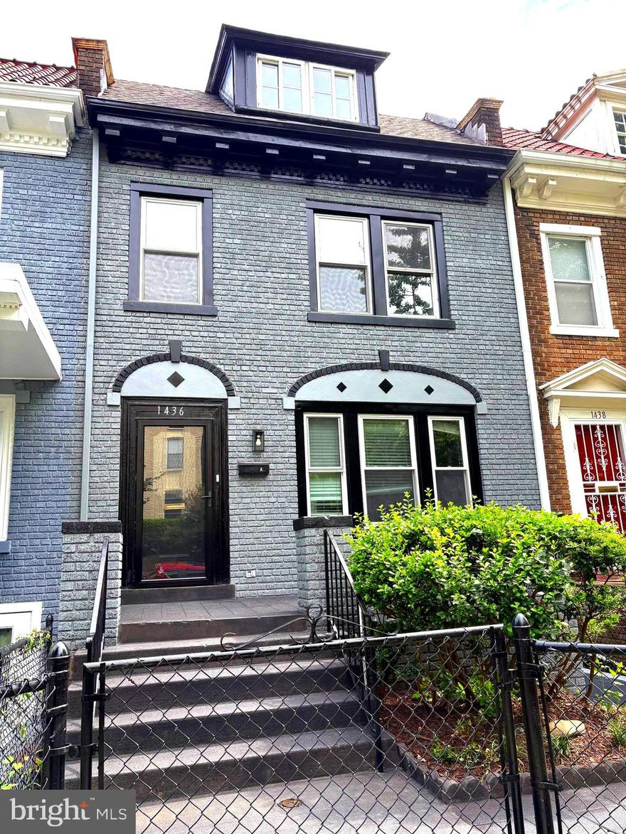 Offers true urban living in the heart of the Columbia Heights Community. Close proximity to Columbia Heights Metro/easy commute throughout the DMV. Convenient access to shopping; ridesharing; restaurants and shops; quite a location for those wanting the urban experience!!! A unique Find in this location. DUPLEX!! Featuring 2 unit Flat (Legal Duplex)/Income Producing Property. Owner can live in one unit and rent the 2nd unit; or use as an In-Law-Suite. Unit 1 features 3 b/r; 3 f/b; L/R; D/R; Kitchen, with lower and upper rear porch extensions; gas burning fireplace; new appliances (refrigerator, dishwash, cooktop, and single electric oven;); W/D; new cabinets, exhaust; separate HVAC; Separate electricity; 2 car off street parking.  Unit 2 features 1 b/r; 1 bath apartment with open living space; newer appliances; ceramic tile, separate HVAC; separately metered; separate front & rear entrances.