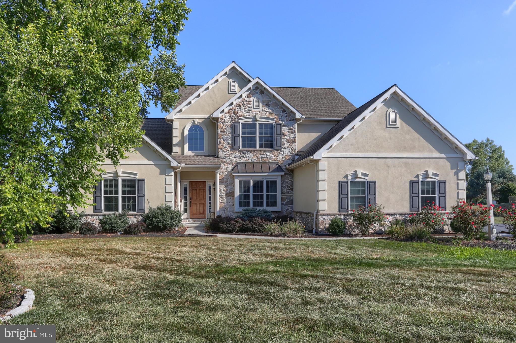 This HOME truly has it all......Spend your holidays in this spacious beauty built by Landmark Homes with grand 2 story foyer looking into dining room/private study & 2 story living area flanked with large windows surrounding the gas fireplace. This area is open to kitchen with granite counters, breakfast room which leads to expansive outdoor living areas w/hardscape patios featuring outdoor kitchen grille, bar, firepit, sitting walls, gazebo & fireplace..... all which overlook nearly an acre of paradise for running, playing, future pool or just plain relaxing! You will also find the laundry room with sink / mud room conveniently located next to half bath & garage. The main level primary en-suite is sure to please with tray ceiling, ceiling fan & private bath with tile floors, soaking tub, shower, double sinks & WIC. Main level is hardwood flooring & tile for long lasting durability. Upstairs you will find 3 additional bedrooms & another full bath with double sinks. The lower level is beautifully finished & ready for entertaining with large granite bar, refrig, microwave, wine cooler & more. There is also a spacious family room, craftroom, exercise room, flex room & another full bath!
This highly sought after area of Creekside (this home is located in the Creekside Estates area) offering large homesites & all the amenities this community has to offer including Club House, Play Area, Tennis Courts & Pool.... all making it inviting place to call HOME! Property is short drive to VA Med Center, Indiantown Gap, Turnpike & Hershey Come.... be the envy of your Pinterest friends! Owner is relocating for work..... You Win!