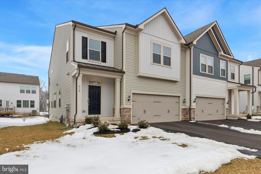 Presenting 619 Liberty Ridge. This is your RARE opportunity to buy what is essentially a new construction luxury Townhome in the Pulte Liberty Ridge development in Horsham that you DO NOT HAVE TO WAIT FOR and that has a FULLY FINISHED BASEMENT. 619 Liberty Ridge is available to be purchased and closed on, as quickly as a buyer can close! The home is only available as the seller is a Doctor and has taken a new position that requires him to live much closer to his new Hospital. Built in 2025, the seller has lived there by himself (when he is not at the hospital) and only closed on the house in August 2025. To say this home is basically new and has barely been lived in, is an understatement! The home boasts 2,588 Square Feet of finished space on the top 2 levels and a 840 Square Foot finished Basement for a total of 3,428 finished Square Feet. It delivers 3 Bedrooms, 3 full Bathrooms and a half Bathroom. Arriving at the home, you will immediately sense the quality of construction of this fantastic and peaceful Pulte development. Walking through the front Covered Porch and inside 619, you find yourself in the Foyer with the stairs leading to the Upper level in front of you. A Half Bathroom and Coat closet is located in this area. Heading towards the heart of the home, you will love the modern Flooring throughout, immaculate Paint job, high Ceilings, modern recessed Lighting, abundance of natural Light and the impressive Ceiling Fan in the Living Room. The Open-concept Kitchen/Family Room/Dining Room area delivers a ton of space, the ability to walk out onto an upgraded Deck, a large walk-in Pantry, tons of space for a large Dining Room Table and a large Couch and access to the 2 car Garage and the stairs leading down to the Basement. The Kitchen itself boasts 42 inch Cabinets, Quartz Counter Tops and high end Stainless Steel Appliances. The huge finished Basement is Carpeted, provides recessed Lighting and has its own Full Bathroom. The Upper level is where you will find your new Primary Suite complete with the massive Primary Bedroom, an Office/Sitting Room/Exercise Room area, Ceiling Fan, modern Lighting, access to the Upper level Deck, a large modern Primary Bathroom with 2 Vanities/Sinks, and 2 (yes two) large Walk-In-Closets. Upstairs also supplies you with the Laundry Room, a Full Hall Bathroom with a Tub Shower and 2 more large Bedrooms, both with Ceiling Fans and Walk-In-Closets. The home comes with the Pulte Warranty that is transferrable and all of the Furniture is available and negotiable. Liberty Ridge is in an amazing location, close to 611, 202 and 276. There are tons of Golf Clubs, Parks, Restaurants, Grocery Stores and Shops in the area. The home is set to Go and Show for the times it is available to be seen. Open House Sunday. Otherwise, book your showing today! You could be living here by the start of Spring!