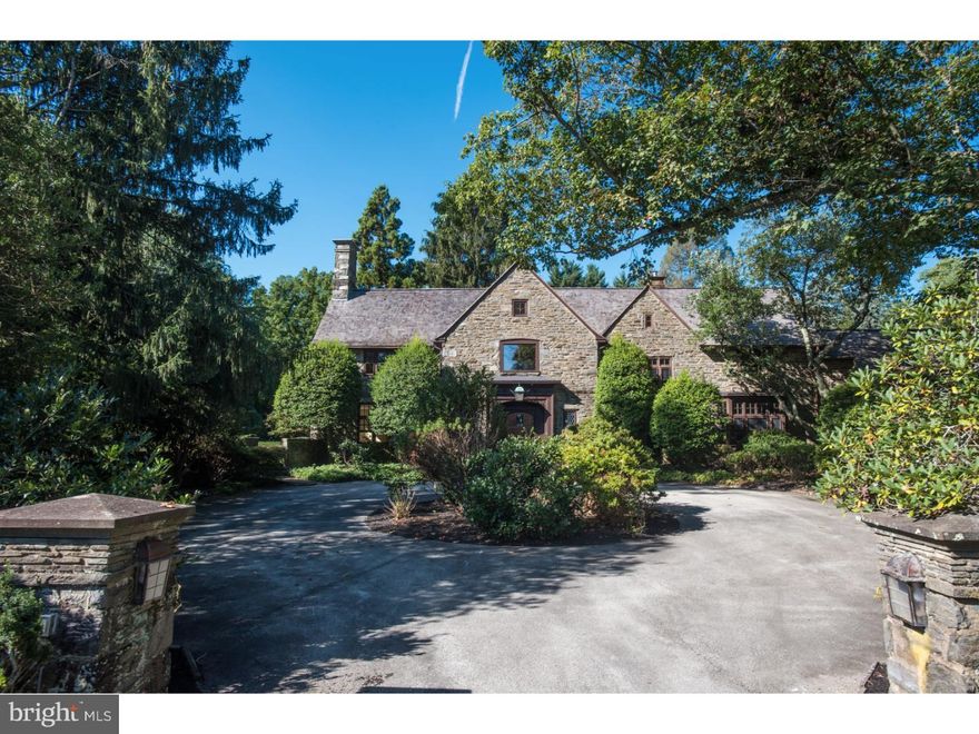 First offering in 55 years!  The stone manor home at 2133 Buttonwood Road is perfectly sited down a long drive on 10 majestic acres, affording all the privacy one could ask for, with all the conveniences of the Main Line.  The stoic structure of stone, wood and cedar shake, is approached from a circle in a stone walled courtyard to the front door.  Entering the home is up an elevated entrance way and through a heavy wooden door, with carved woodwork.  Special details abound in the home including marble fireplaces, wood paneled library and french doors to the outdoors. 5 bedrooms in the main section of the home and 1 bedroom over the garage with separate stairwell up from the kitchen.  Entertaining is at its best with a flagstone patio and pool looking out over  specimen trees and secluded grounds, adding to to the charm of the property. A rare opportunity to put your stamp on your own Main Line legacy property. Come be a part of this desirable Buttonwood Farms location!
