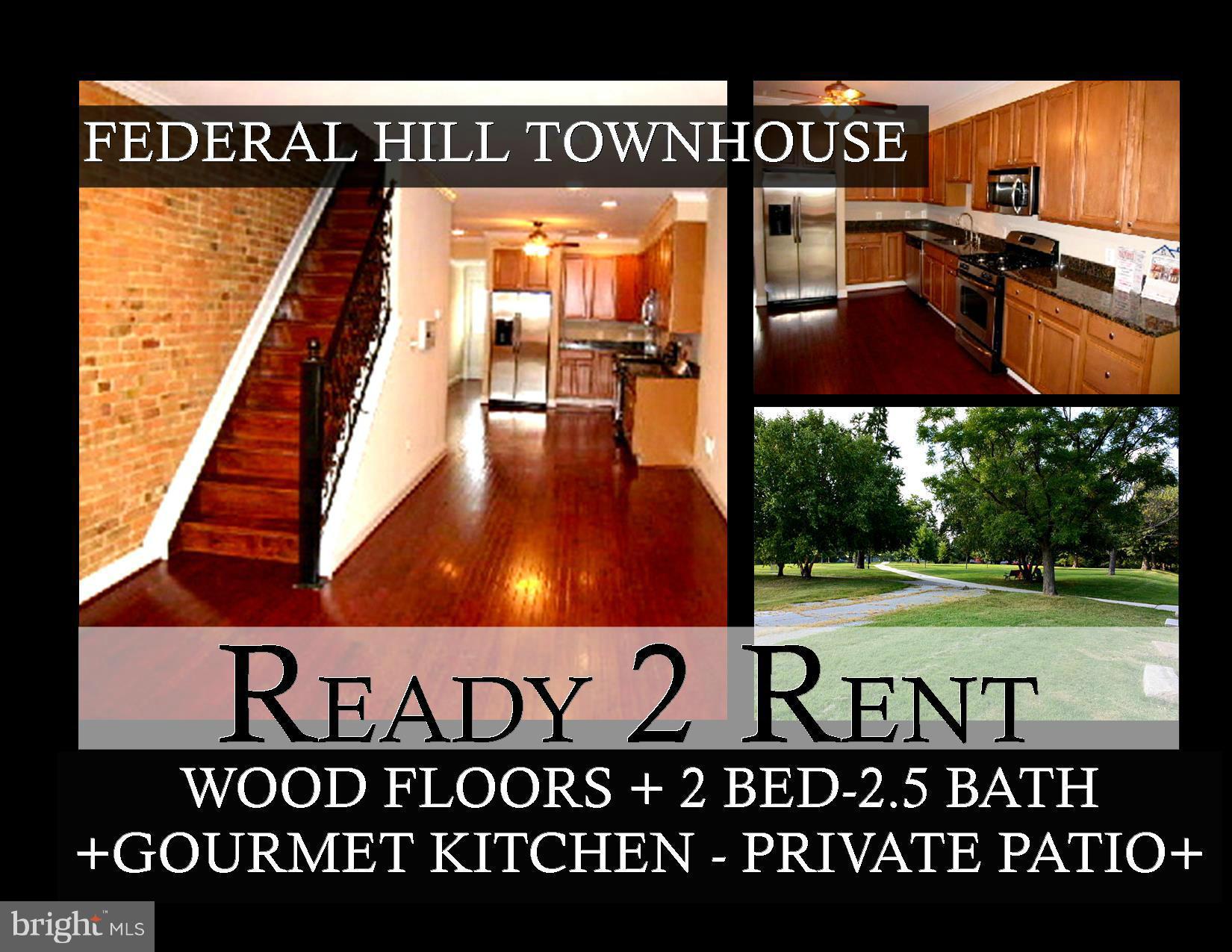 FULLY-RENOVATED 2BR-2.5BA TOWNHOUSE ADJACENT TO WONDERFUL RIVERSIDE PARK. EASY STREET PARKING IN THIS PARK-FRONT BLOCK. OPEN CONCEPT, GOURMET KITCHEN, GRANITE COUNTERS, STAINLESS-STEEL APPLIANCES, EXPOSED BRICK, WOOD FLOORS, PRIVATE PATIO & MORE. CONVENIENT TO DOWNTOWN, FEDERAL HILL, SHOPPING & DINING & I-95. MAKE THIS PLACE YOUR HOME.