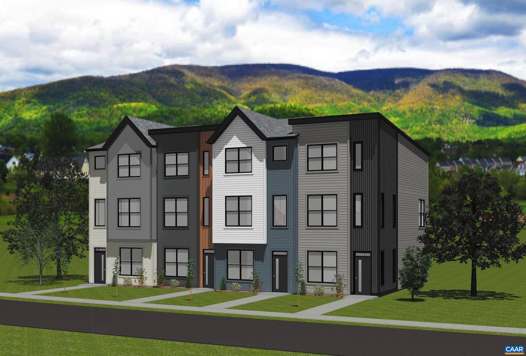 Proposed. The Cameron, a brand new contemporary townhome design in Old Trail. The entry level offers a flex space or home office with an attached one car garage. The main level has a well-appointed L shape kitchen with pantry, living room, half bath, dining, and available deck complete this level. The bedroom level includes dual suites, laundry & linen closet. Premium exterior finishes: James Hardie & metal siding, metal roofing, dark bronze windows, and composite decking. Old Trail is set against the Blue Ridge mountains steps from dining, coffee shop, ACAC Gym, golf course, schools and more! Every home is Pearl GOLD Certified and HERS scored by a third party to ensure quality, comfort, & energy efficiency.,Granite Counter,Maple Cabinets,Painted Cabinets,White Cabinets