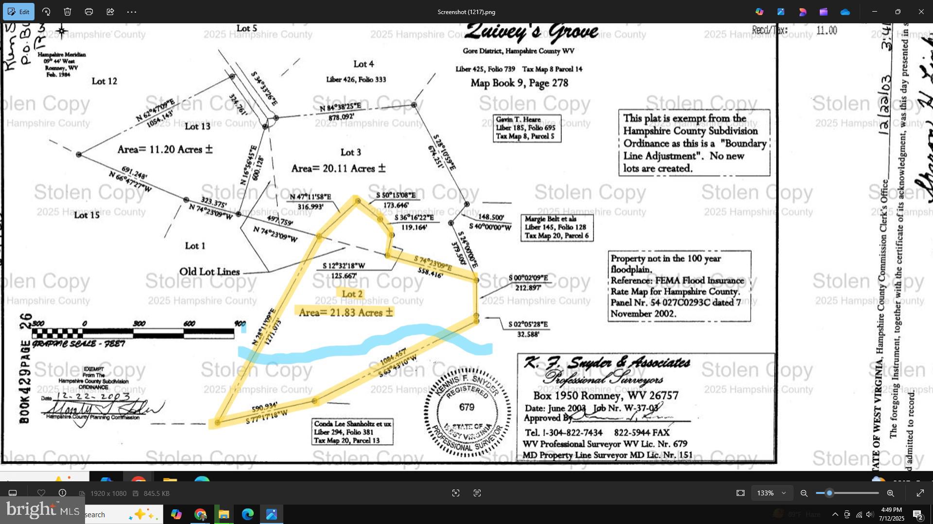 QUIVEY'S GROVE - Land