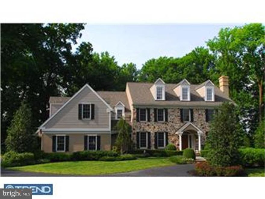 "WHITEHORSE" is a stunning three-story plus classic stone home embraced by 2 private acres.  This original model home has 9" ceilings, 6 Bedrooms, 5 full & 3 half Baths, & custom millwork with a Cherry Library with floor to ceiling bookshelves, cabinets & wainscoting.  The authentic Chester County fieldstone floor to ceiling fireplace & wall of windows bring nature inside the Family Room.  The Living Room features a marble fireplace & French doors leading to the study.  Extraordinary walk out Lower Level features a Game area, a Home Theater, a wet bar, a Playroom, 2 Bedrooms,  1 1/2 baths &  full Kitchen.  There is a security system, sprinkler system, landscape lighting system, & a centralized entertainment network with hardline & wireless speaker systems.  The home features state or the art landscaping including 3 slate patios defined by a stone wall, waterfall flowing to a coy pond & formal circular driveway & an additional 3rd Floor In-Law Suite with Full Bathroom.  Pool plans available.
