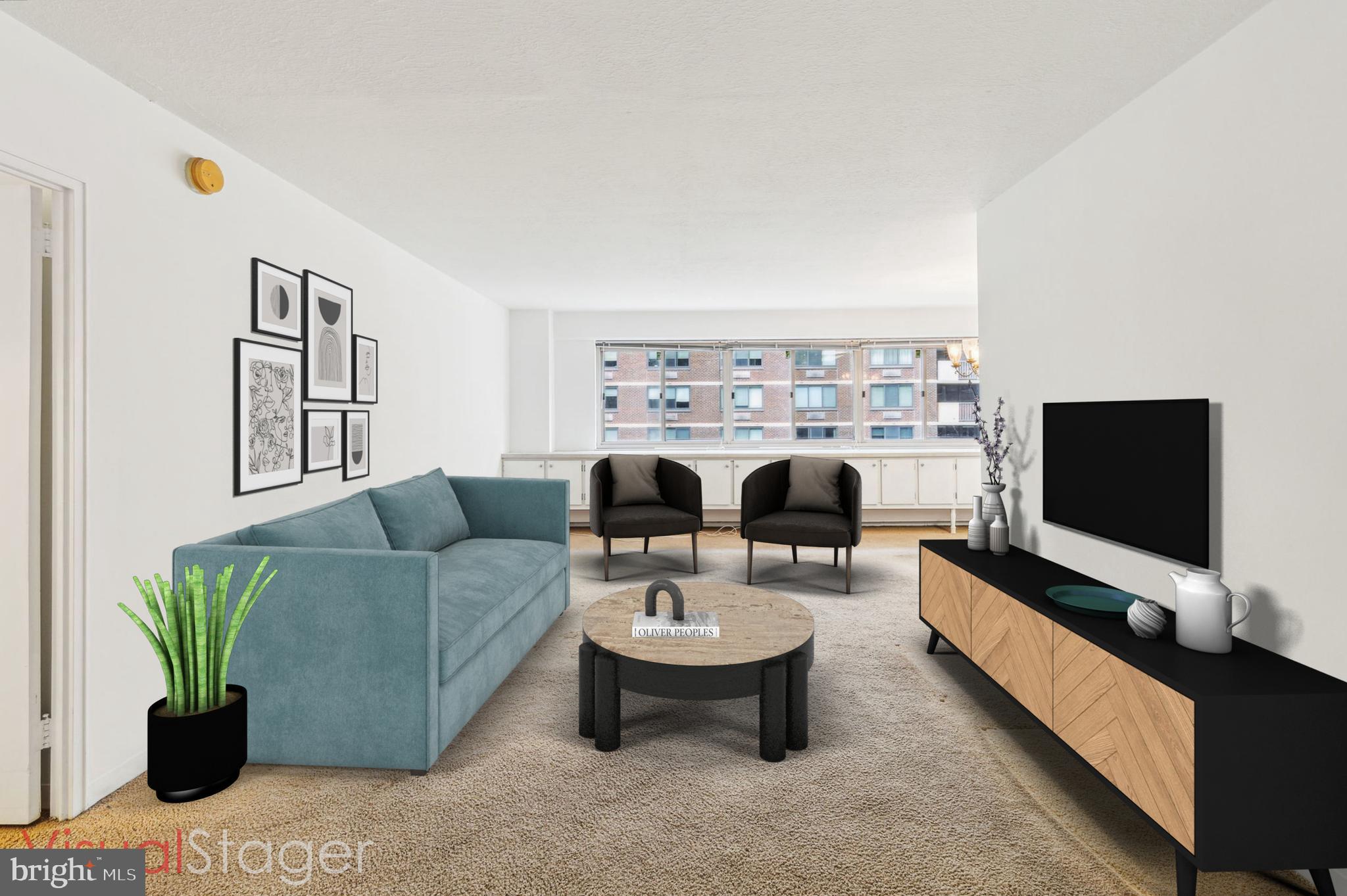 Sun soaked two bedroom, one bathroom on high floor with wonderful city views and an open floorplan at Penn Center House. With its next owner’s personal touch, this home has unlimited potential! Enter the residence into a large living room with a wall of windows and an under window built-in. The dining room is open and adjacent to the living room. The kitchen offers wood cabinetry and full size appliances. Both bedrooms are generously sized and have excellent closet space. The shared hallway bathroom enjoys a shower-tub. There is also a laundry/storage room with a side-by-side washer and dryer. Residents at Penn Center House have access to world class amenities, including a 24-hour front desk, on-site maintenance, fitness center, library, community room, valet parking, and a rooftop deck with stunning city views. Conveniently located within walking distance to Amtrak’s 30th Street and Suburban Station, Rittenhouse Square, hospitals, universities, cultural institutions and Center City's best shopping and dining. Penn Center House is a co-op and buyers must be approved by the Membership Committee prior to closing.