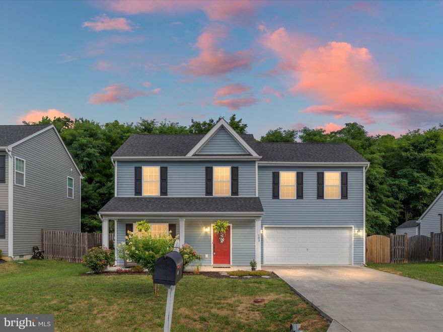 Welcome to 183 Gibson Rd! This inviting 3-bedroom Colonial features 9ft ceilings and a spacious layout. The family room includes a gas fireplace, perfect for cozy evenings. The kitchen offers a breakfast bar, granite countertops, upgraded 42" cabinets, and stainless appliances. A convenient half bath is located on the main level. Ceramic tile flooring is found in the kitchen, laundry room, and all bathrooms. 

The upper level includes the primary bedroom, which offers a vaulted ceiling, a full bath with dual vanities, a separate shower and soaking tub, and a walk-in closet with built-ins. There are also two additional bedrooms, a full bathroom, and a laundry room on the upper level for added convenience. 

Enjoy relaxing on the lovely front porch! Other features of this home include a 2-car garage, ceiling fans, crown/chair molding,  fenced back yard, fire-pit and rear patio. Schedule your showing today!
