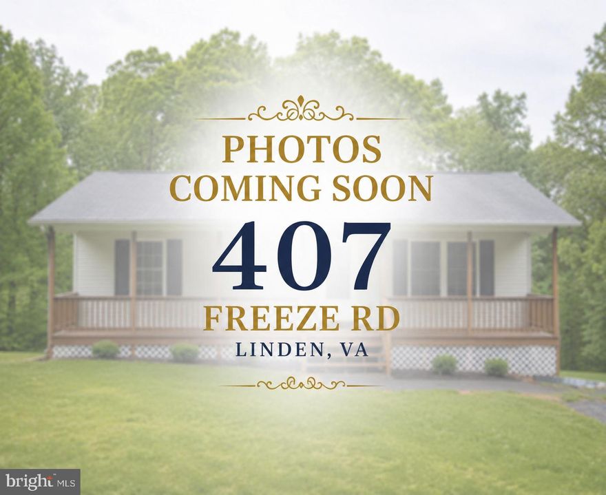 ****PRICED TO SELL!!**** 
Charming ranch-style home nestled on a peaceful setting in Linden, VA. Offering over 1,700 sq ft on two finished levels, this home features a finished walkout basement with additional living space and flexible room options. Enjoy the welcoming front porch, spacious yard, and recent updates including renovated kitchen, newer flooring and screen door installed within the last three years. Septic system serviced within the last two years and well pump serviced approximately one year ago. Gutters recently cleaned. Conveniently located with easy access to I-66, wineries, hiking trails, and Shenandoah attractions. A great opportunity for buyers seeking comfort, privacy, and country charm.