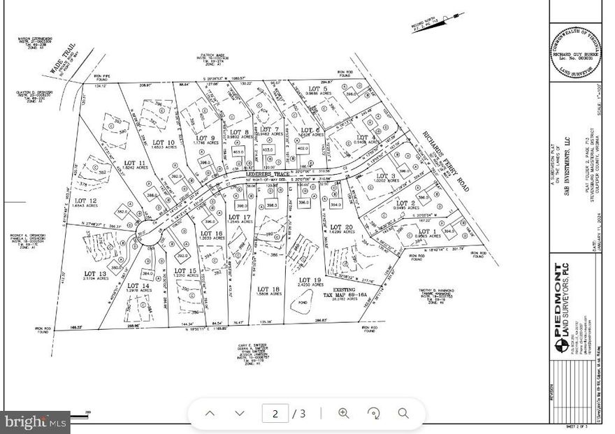 Welcome to the Village of Richardsville!   Rare opportunity developer has completed all engineering and now offering an APPROVED 20 LOT SUBDIVISION !   All engineering site work completed and county approved.  Ready for builder to build infrastructure and start the homes.