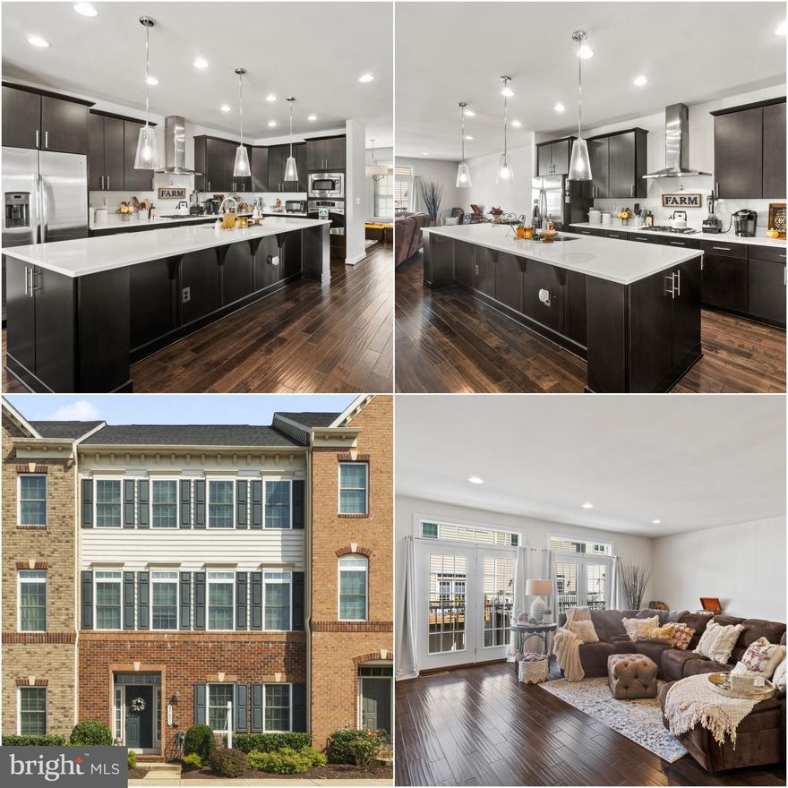 You don't want to miss the opportunity to make this stunning Luxury TH your new home! Located in ARCOLA! SO DON'T BE CONFUSED BY THE STERLING ADDRESS, IT'S ACTUALLY BETWEEN SOUTH RIDING AND STONE RIDGE! This 3 bedroom, 2 1/2 bath,, 2 car garage is absolutely beautiful ......feels like new.  Entry opens to rec room on the Main level, 2nd level has an open floor plan w/ Gourmet Kitchen with large 12' island, dark modern flat front cabinets, white quartz, and Stainless steel appliances. Tons of natural light pouring in from both sides of the home.  Home is positioned at the front of the neighborhood w/ TONS of available parking for your guests, community Pool and Kiddie playground directly across the street! BE SURE TO CHECK OUT THE 3D TOUR.