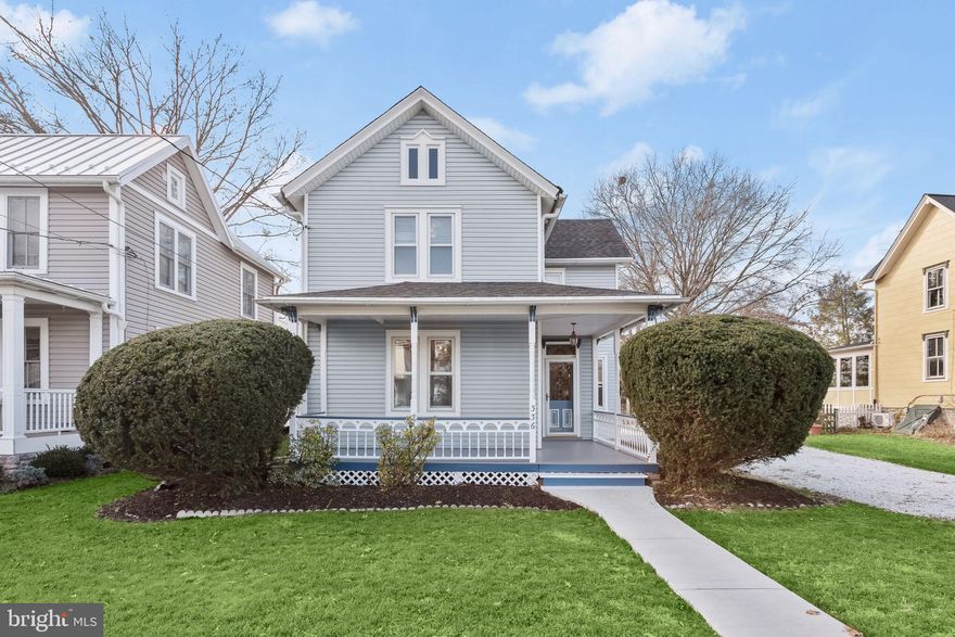 Multiple offers received. Step into the allure of a bygone era with this captivating 1900 Victorian home, nestled in the heart of the Old Laurel historic district. Embrace the convenience of vibrant city living, just steps away from Main Street, where charming boutiques, delightful gift shops, cozy coffee shops, and the picturesque Riverfront Park await at your doorstep. A harmonious blend of charm and modern conveniences characterizes this residence, where the timeless beauty of crystal doorknobs, hardwood flooring, and classic moldings seamlessly coexists with contemporary updates.

The covered front porch beckons, with a custom-made stained glass front door adorned with a matching stained glass transom window, setting the stage for the elegance within. The living room boasts crown molding and chair railing, while the dining room captivates with crown molding and lofty windows that flood the space with natural light.

The renovated kitchen is a culinary haven, featuring beadboard cabinets, including a spice rack and soft-close drawers, granite counters and backsplash, a range hood, and a charming apron sink. A full bath and a convenient laundry room on the main level add to the practicality of this historic gem.

Ascend to the upper level, where the primary bedroom exudes spaciousness, accompanied by two additional bedrooms and a bonus space perfect for a home office. The full bath on this level showcases marble basketweave tile flooring and a clawfoot tub, blending vintage aesthetics with modern luxury.

The lower level offers potential for storage or a workshop.  Outside, a fenced backyard with a white picket fence and a storage shed beckons for outdoor enjoyment. Take advantage of the shared driveway for convenient parking.

Immerse yourself in the rich history of the district, with the convenience of proximity to an abundance of shopping, dining, and entertainment options. Commuter routes and the Marc train are easily accessible, making this Victorian treasure a perfect blend of the past and present for those seeking a home with character and convenience.
Please note: Some interior photos have been virtually staged.