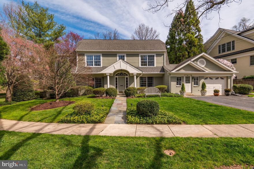 Welcome to 4835 Drummond Avenue, a private oasis on the cul-de-sac of the most delightful street in Chevy Chase!
Built in 1959, this charming Dutch colonial is situated on a spectacular 10,700+ sf lot (approximately 0.25 acre) abutting Little Falls Park Trail. Designed to feature the stunning natural landscapes surrounding the property, the large number of windows allow for natural light to flood every room. 3,800 sf of living space allow for generous room sizes throughout, especially the great room on the main level overlooking the park. Sliding glass doors off the dining area and the great room provide access to the professionally landscaped rear yard. A spacious kitchen with newer stainless steel appliances opens to the cozy family room that leads to the mudroom and one-car garage. 
On the second floor, the primary suite features two walk-in closets, an ensuite bath, and spectacular windows offering stunning wooded sunset views. Three additional bedrooms, one with an ensuite bath, and one hall bath complete the top floor. Lower level highlights include a fifth bedroom, another full bath, a laundry/utility room, and a cozy rec room perfect for family movie nights. 
Additional amenities include 3 HVAC zones (all replaced in the last 8 years), 2 sump pumps, an irrigation system for both the front and rear yards, and professionally designed landscape lighting. 
Exceptionally located, 4835 Drummond is one mile from the heart of Friendship Heights and Downtown Bethesda (both on Metro's Red Line). Little Falls Park Trail at your footsteps offers easy walking or biking access to Downtown Bethesda (less than 1 mile), the Capital Crescent Trail (1/2 mile), Norwood Park (1/2 mile), Bethesda Pool (1/3 mile), and the Shops at Kenwood Station (3/4 mile). OPEN SUN (3/24) from 1-3pm.