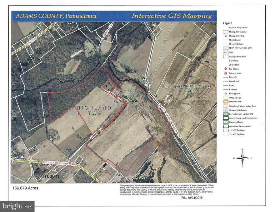 This sale consisted of four parcels as follows:  355 Knoxlyn-Orrtanna Road, Gettysburg, sale price $175,000, 365 Knoxlyn-Orrtanna Road, Gettysburg, sale price $75,000, Lots #1 Byers Lane, Gettysburg, (156.68 acres) sale price $740,000, and (13.58 acres) Knoxlyn-Orrtanna Rd., Gettysburg, $210,000 totaling $1,200,000.00.