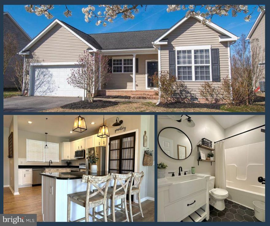 Welcome to 1202 Trice Meadows Circle....This charming home offers the perfect blend of style, comfort and convenience.   As you approach, you'll be greeted by a front porch that's perfect for relaxing, while enjoying your morning coffee.  Step inside and you will see a well-designed open floor layout with beautiful LVP flooring throughout, a kitchen boasting white cabinets, pantry and an island/breakfast bar, a large living room and dining combo adorned with a double window and slider that floods the space with tons of natural light and creates a seamless connection to the outdoors. The sleeping zone features a spacious primary bedroom with 2 closets and en-suite bathroom, and two additional comfortable size bedrooms with a shared full bathroom.  Let's not forget about the laundry room, attached garage and the privacy fenced-in backyard....This home was renovated  a year ago with new flooring, fresh coat of paint, new bathrooms and upgraded lighting.  Within close proximity to local shopping, dining and the delights of downtown Denton... just 2 minutes to Route 404 and 30 minutes to Bay Bridge...Put this home on your must see list!!