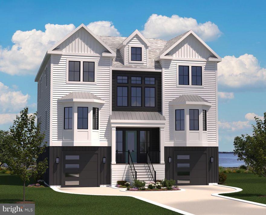 Enjoy bayfront living in this 3 level Baylight custom home which is located in Channel Pointe,  70 custom single family homes, just 1 mile to the Fenwick Island beach. The Baylight, a three level story home is built to maximize the water views in this stunning location.  The first floor in this home has a completed recreation room with a bar, a bedroom with a bath, plus a media room. There are two garages with extra storage space in each. The open gourmet kitchen, dining and great room with a fireplace is on the second floor as well as 2 studies, a bedroom and bath plus a sunroom. The third floor of the Baylight floor plan consists of the owners suite, a loft, and two additional bedrooms and baths as well as the laundry room. This home features and elevator for your convenience. Enjoy outside living on the extensive screened porches and decks.