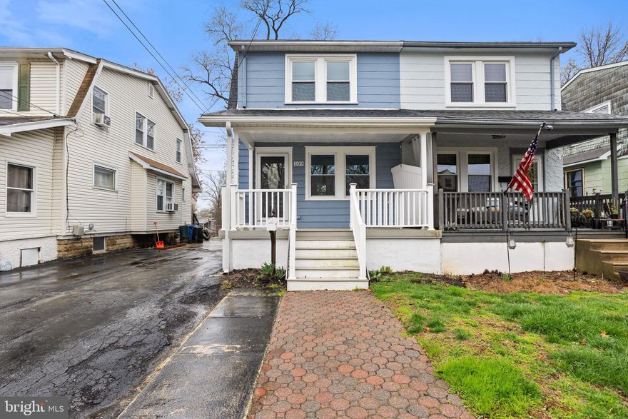 Welcome to 109 S. Wells Ave—a beautifully renovated, move-in-ready 3-bedroom, 1.5-bath twin updated less than a year ago, featuring a rare extra-deep, fenced backyard backing directly to Glenolden Park with easy access to trails, playgrounds, and ball fields. The bright, open main level offers a spacious living and dining area and a stylish kitchen with shaker cabinetry, quartz countertops, subway tile backsplash, modern appliances, and rear yard access ideal for entertaining. Upstairs, you’ll find three generously sized bedrooms and a fully updated bath, while the finished lower level provides additional living space, laundry, and storage. Complete with a covered front porch, and a convenient location near parks, transit, and dining, this home is a must-see.