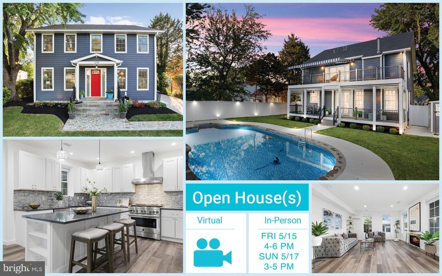 OPEN FRI 5/15 4-6 PM! Beautifully renovated, like-new 4 bedroom, 2.5 bath home ideally located in sought-after Falls Church featuring a resort-style custom saltwater pool, sophisticated modern finishes, and thoughtfully designed indoor-outdoor living spaces perfect for both everyday comfort and entertaining.
Completely renovated in 2023, this stunning home showcases luxury vinyl plank flooring, recessed lighting, and stylish upgrades throughout all three finished levels. Sunlight pours into the elegant dining room, where walls of windows and a striking designer chandelier create a bright and inviting atmosphere ideal for hosting gatherings. Just across the hall, the formal living room offers a seamless flow for entertaining and comfortable everyday living.
The heart of the home is the impressive gourmet kitchen featuring a large center island with bar seating, pendant lighting, abundant white cabinetry, tile backsplash, wine cooler, stainless steel appliances, and modern finishes that blend style and functionality. The spacious family room is equally inviting with a cozy gas fireplace, expansive windows overlooking the backyard oasis, and direct access to the screened deck, creating the perfect indoor-outdoor connection.
Upstairs, the luxurious primary suite serves as a private retreat complete with two walk-in closets, a beautifully renovated spa-inspired en suite bath with rainfall shower and oversized vanity, and private access to an oversized balcony with retractable awning overlooking the pool and backyard. Three additional generously sized bedrooms, a beautifully updated hallway bath with double vanity, and a conveniently located laundry room complete the upper level.
A flexible loft area provides endless possibilities for a home office, lounge, fitness space, playroom, or future expansion tailored to your lifestyle needs.
Step outside and experience your own private backyard retreat featuring a custom-built saltwater pool with waterfall, screened deck with retractable screens, spacious patio, and beautifully designed outdoor spaces ideal for relaxing, entertaining, or enjoying summer evenings at home.
Additional highlights include abundant storage throughout, a custom-built backyard shed, private driveway parking, plentiful street parking, and exceptional attention to detail throughout the entire renovation. Easy access to Arlington, City of Falls Church, Alexandria, Washington DC and Inova Fairfax Hospital (2 mi). Fantastic location inside the beltway, close to shopping and dining at vibrant Mosaic District, Tysons Corner and Seven Corner about 0.5 mi. Commuter's dream - near Dunn Loring Metro, East Falls Church Metro and major commuter routes: I-495, I-66, I-395, Rt. 50 and Rt. 29. Close to multiple parks and activities including Jefferson Village Park, Tyler Park, Tuckahoe Park, Providence Rec Center, Thomas Jefferson Library and local farmer's markets. Truly move-in ready and priced to impress, this home combines luxury, comfort, and an unbeatable location in one exceptional package.