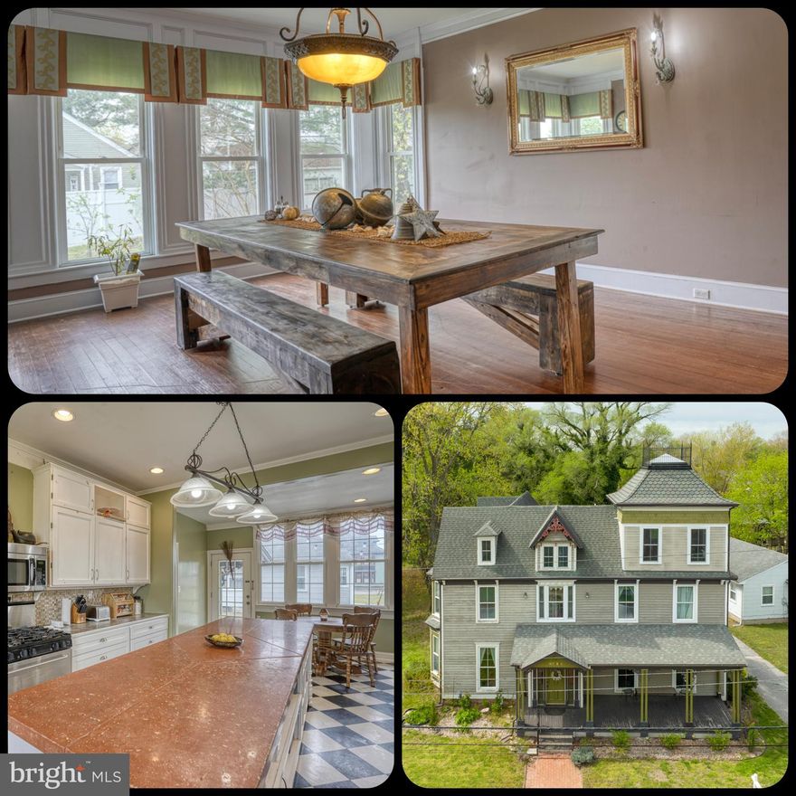 This home would make the perfect bed n breakfast or AirBnB. 
Also a fun place to raise your family - SO MANY OPTIONS!
This home is amazing - YOU won't believe it. Around every corner is something  beautiful and charming! 
The kitchen is large and full of light. It includes stainlees steel appliances, granite counters, tons of cabinet & storage space and the largest island I've ever seen!  Off of the kitchen is a large laundry room, a bedroom and a bathroom. The kitchen flows into a beautiful formal dining room with hardwoods, floor to ceiling windows, a fireplace and built ins. Dinners in this room will create fairytale memories. 
As you continue on, the formal living room is breathtaking with a large bay window and a fireplace surrounded by custom mouldings and mantle. 
Next is the family room with space for plenty of seating , another fireplace and tons of light . Off of this room is office area with a private door outside. A large 1/2 bathroom finishes off this floor. 
The 2nd floor ( don't miss the detail on the staircase AND the split staircase as you climb them!) offers 4 bedrooms and 2 bathrooms. The primary bedroom is full of light with a large attached en suite that includes a soaking tub and dual vanities. Such unique and fun spaces on this floor such as the hallway lounge area and the hobbit door fun room! So many fun ideas for this room:)
The 3rd floor has a solarium! Yes, a solarium with windows everywhere and a sky view. Another bedroom and full bathroom along with an open living area complete this floor. 
The outbuilding is a workshop with workbenches and electric. Large yard perfect for gardening  or a game of kickball! Close to water for fishing, boating, kayaking. 45 minutes to Annapolis, 35 minutes to Dover, 1 hour to Salisbury or Rehoboth. Seller is ready to relocate so their loss is your gain:)