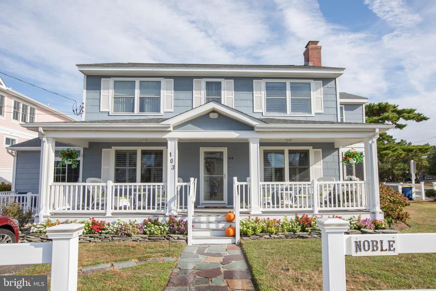 A Rare Gem in Bethany Beach. An oversized lot, on the corner of Wellington Parkway and Atlantic Avenue, holds a beautiful 4 Bedroom, 3 bathroom house with awesome Ocean views. While properties of this size rarely become available in the town of Bethany Beach, even fewer have this close proximity to the beach, the Town of Bethany Beach and  on one of the premier streets in Bethany Beach.  103 Wellington Parkway has everything the discerning beachgoer can want in a home. It has timeless quality, echoes of the Ocean throughout the home, and the smell of Salt Air year round. 
Sit on the porch and hear the waves, enjoy a drink and take in the sunrise and sunset, play games in the expansive yard, everything that is great about Bethany Beach can be had at 103 Wellington Parkway.