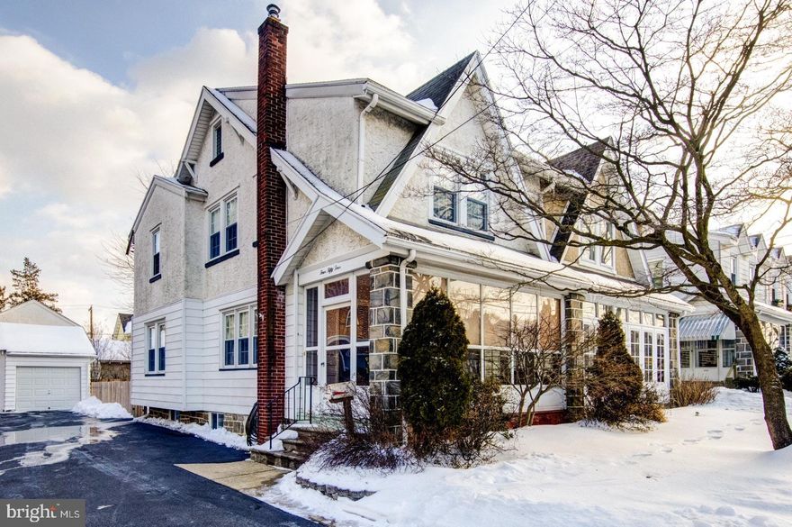 This charming twin home on a friendly, walkable, tree-lined street was genuinely loved by owners.  Walk into the beautifully updated, enclosed porch where the large storm windows help bring the outdoors in.  Enter into the living room with a charming corner faux fireplace and large double pane windows.  Through the archway is a bright dining room for family gatherings and a kitchen with an additional space in the back that can be used as a breakfast nook or home office.  Entire first floor walls and trim are freshly painted.  There are hardwoods on both the first and second floor.  Through the kitchen is a gorgeous back yard with patio and newly installed privacy fence.  Second floor has 3 bedrooms and a recently updated hall bathroom, with a laundry chute that goes to the basement.  The fully finished basement has an outside exit and separate laundry room.  Walk up to the attic and just see the endless possibilities with a floored-storage area.  The home is conveniently located within minutes of Blue Route, shopping & transportation.  Neighborhood boasts of Award Winning Haverford School District.  Make this home yours and enjoy all that Haverford Township has to offer! Restaurants, shops, pharmacies, the Skatium, Pennsy Trail, and Bailey Park are just steps away and with its close proximity to W. Chester Pike, Center City, and the blue route are only minutes away. There are several bus routes close by as well. Detached, One car garage