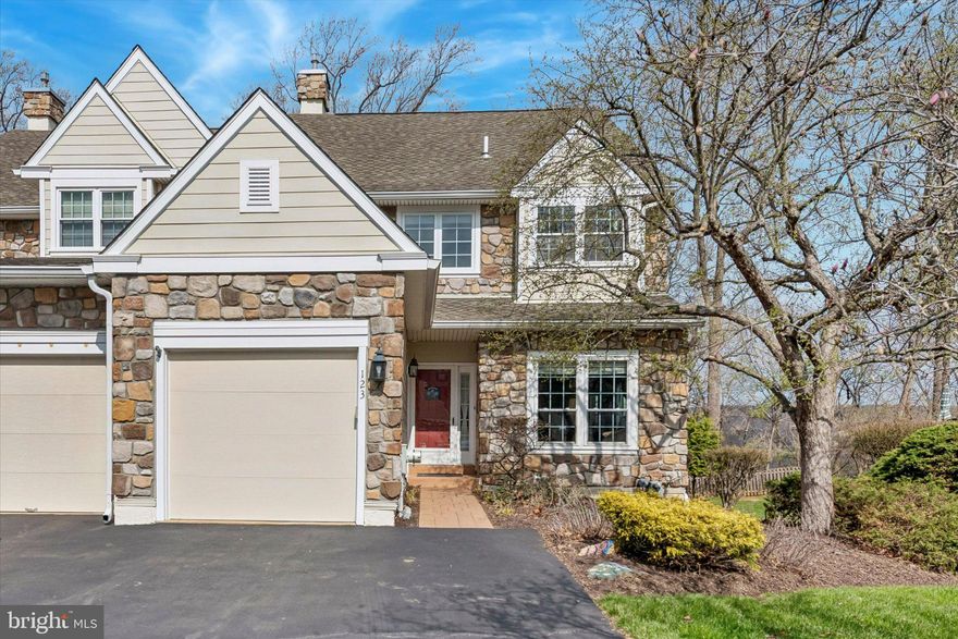 Charming 3 story end unit townhouse with a finished basement located in the desirable community of Daylesford Lake. The front door opens to a formal living room and dining room combination, perfect for hosting the next gathering of family or friends.  An open concept family room and kitchen provide the perfect entertaining space for those informal hang-outs.  Morning light streams into the large, window-lined breakfast nook—an ideal spot for starting your day.  Extending from the family room is a low-maintenance composite deck, perfectly sized for al fresco dining and outdoor relaxation. A convenient powder room and dedicated spacious laundry room complete the main level.

On the second floor you will find a sizable secondary bedroom and a full hall bathroom. Double doors reveal the luxurious Primary Suite featuring a separate sitting area, two generous walk-in closets, and an oversized primary bathroom.

The third floor offers a bright third bedroom with an attached full bathroom.  With sky lights and a window, this room is drenched in sunlight.

The finished, walk-out lower level provides the ultimate recreational area, complete with a pool table (included in the sale) and dedicated storage space. Sliding glass doors lead out to an outdoor patio, perfect for indoor/outdoor gatherings. The property also features a one-car garage and an extended driveway, ensuring effortless resident and guest parking, with two dedicated overflow lots nearby.

Ready to get outdoors and enjoy the beautiful spring weather?  Enjoy community amenities like walking trails, tennis courts, and a swimming pool.  Best of all, you have direct access to the 18.6-mile Chester Valley Trail for all your walking, jogging, and biking needs. Plus, this location is a commuter's dream, with the Paoli train station and major highways (202, 476, 76, 276) just minutes away. Come see for yourself why 123 Daylesford is the perfect place for you to call home!