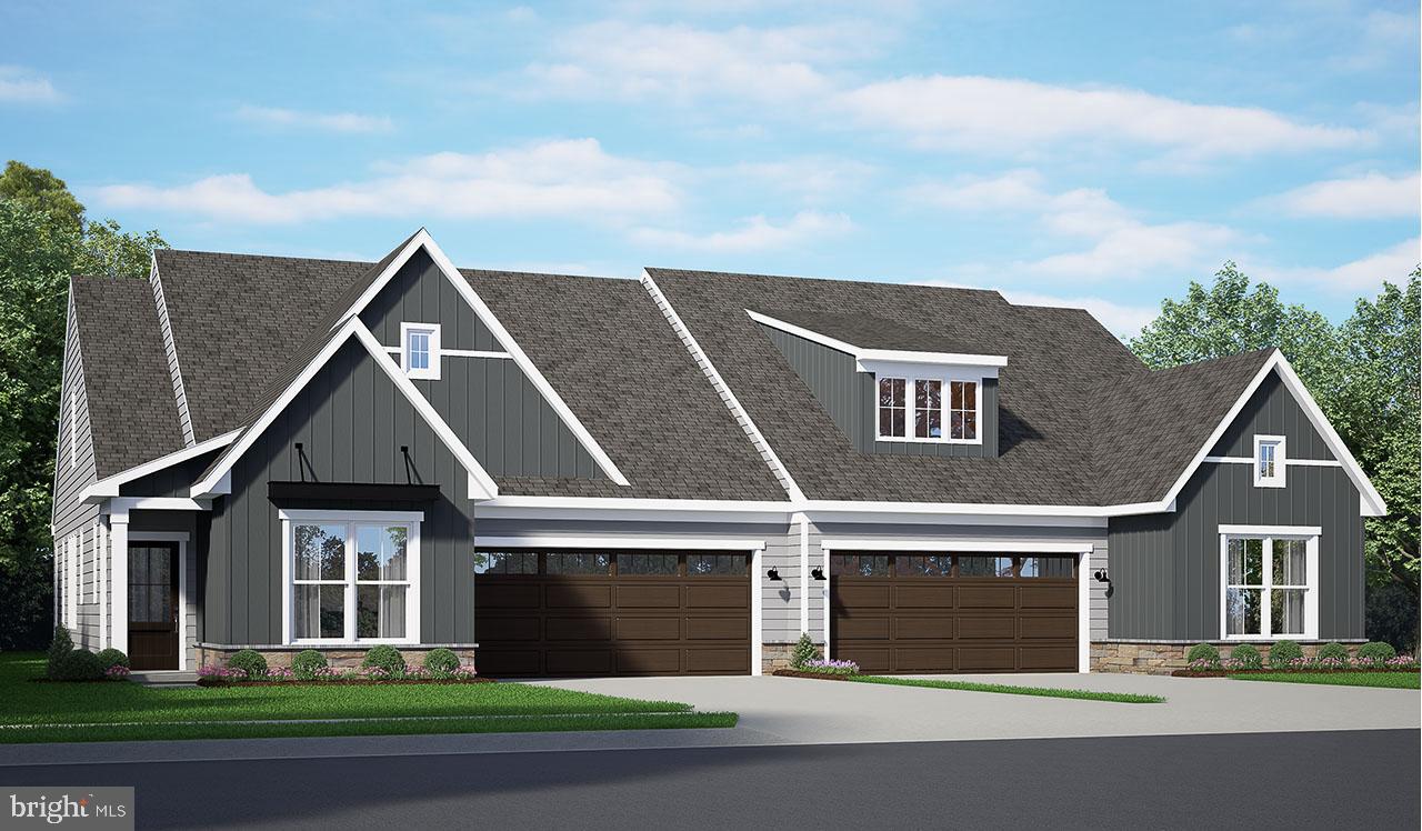 UNDER CONSTRUCTION – AVAILABLE THIS WINTER: This lovely new duplex at Winding Creek 55+ is a thoughtfully designed 1-story home with 2 bedrooms, 2 full baths, and a 2-car garage with a mudroom entry. The front entry opens to the foyer, secondary bedroom and bathroom, perfect for guests. Stylish vinyl plank flooring flows throughout the main living areas. The kitchen, well-appointed with quartz countertops, a tile backsplash, stainless steel appliances and a large pantry, is adjacent to the dining area and great room to create an open plan. The great room makes a grand impression with its cathedral ceiling and a beautiful fireplace with floor-to-ceiling stone. Sliding glass door access in the great room leads to a composite deck. Tucked quietly to the back of the home, the owner’s suite features an oversized closet and a private bathroom with a tile shower and double bowl vanity.