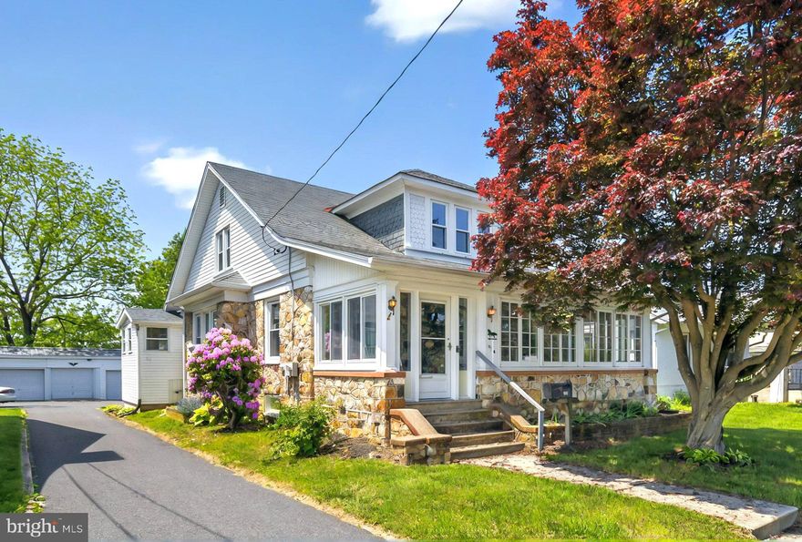 Affordable and Adorable 4 bedroom single home in small town Oxford.  1.5 story cape cod constructed with stone and vinyl.  2-car garage in rear plus 4 extra parking spaces on the new driveway.  Eat-in country kitchen with extra cabinets and coffee/prep area.  Formal dining room.  26 foot living room with woodburning fireplace and built-in bookcases.  2nd floor den/office/family room.  Two bedrooms on 1st floor and 2 bedrooms on 2nd floor.  Enclosed 3-season sunroom front porch with new insulated windows.  New tilt-in windows throughout.  Natural gas heat.  Rear deck.  Shed. Over 1737 square feet plus full unfinished basement.  Walk to school across street.  Extra storage. 1st floor laundry.  Nice solid home!!!