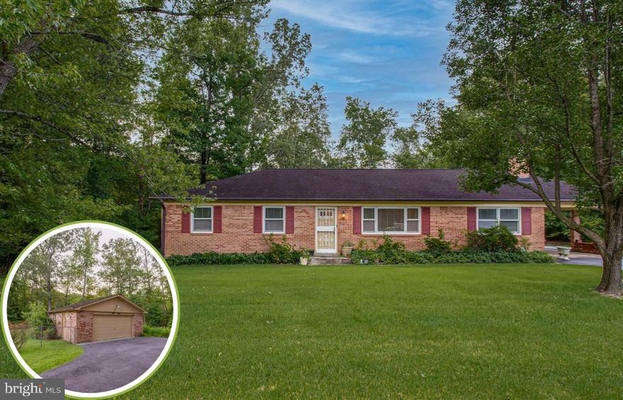 Wonderful opportunity in this all brick 3 bedroom, 2 bath Rambler with attached 1 car carport and oversized detached 2 car garage in back. Nice private 3/4 Acre level lot located in quiet Cul-De-Sac in Ellenwood subdivision just outside the Town of La Plata (so no town tax). Partially fenced backyard for your pets. Inside you will enjoy a large eat-in-kitchen, Family Room with brick fireplace with woodstove insert, bright and airy living room, and formal dining room leading to spacious Florida Room addition. Owners suite features remodeled full bath. Hall bath is remodeled as well. New HVAC system. Detached garage has 220 outlet for your power tools and lots of fluorescent lights for nice bright workspace. This is an estate sale, so home sold AS IS. It should be able to pass for FHA, VA or USDA financing.... Just needs some updating. Priced to reflect the condition.