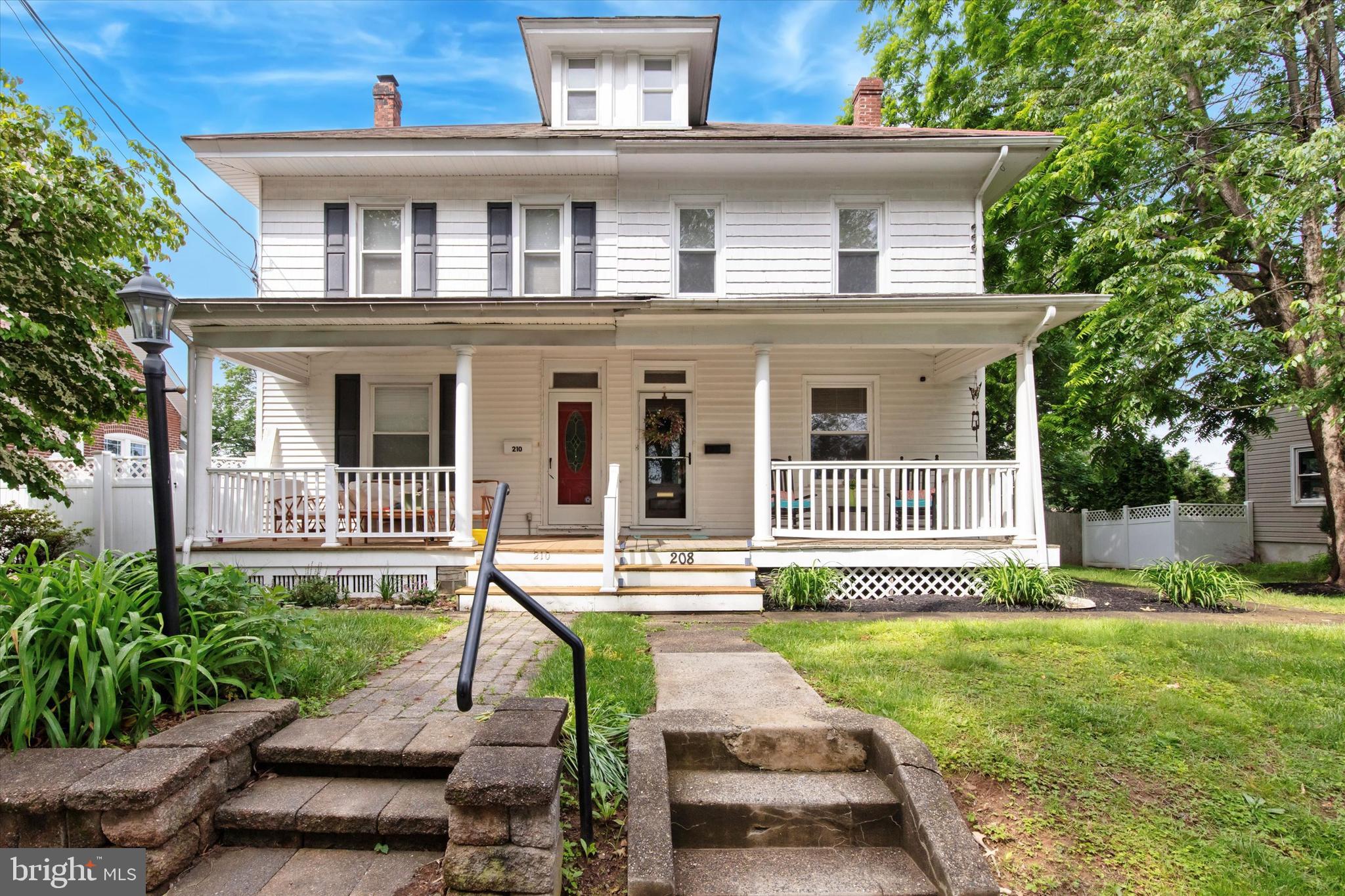 Charming Home Just Steps from the Heart of Souderton!
Welcome to this beautiful, character-rich home nestled on a quiet street just a 15-minute stroll from downtown Souderton—offering shopping, restaurants, and even a movie theater right at your doorstep. A wide, inviting front porch sets the tone for relaxed living and warm curb appeal.
Step inside through the Front Hall entry and discover gleaming laminate floors that flow seamlessly through the spacious Living Room and expansive Family Room, divided by a classic pocket door for flexible living. Enjoy the natural light streaming through a triple bay window in the Family Room, or step through to the enclosed Side Porch—perfect for morning coffee or evening conversations. From there, access the front yard or oversized, fully fenced rear yard with a cozy patio and mature trees creating your own private retreat.
The bright and airy Kitchen is a true delight, featuring large windows overlooking the serene backyard, granite countertops, white cabinetry, stainless steel appliances, hardwood floors, and a breakfast bar. The open-concept dining area makes entertaining effortless, while a convenient powder room is tucked away just off the kitchen.
Upstairs, the spacious Primary Suite impresses with its own triple bay windows and Jack-and-Jill access to an adjoining Bedroom—ideal for an Expanded Suite. An updated full Hall Bath features ceramic tile, a tub/shower combo, and a modern vanity. Another generously sized Bedroom and a large Walk-in Closet/Dressing Area with built-in shelving and natural light complete the second level.
Venture up to the third floor and you’ll find a massive 4th bedroom/Bonus Room—perfect as a Home Office, guest retreat, or creative studio—with two large windows that flood the space with light.
The Lower level features a large basement for storage and a Laundry Area.
This home blends timeless charm with modern convenience and an unbeatable location. Don’t miss your chance to make it yours—schedule your private showing today!