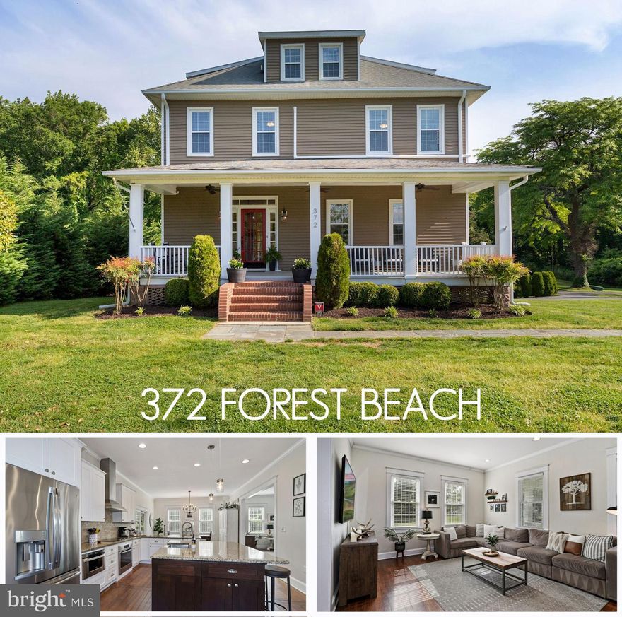 **OFFER DEADLINE 5PM SAT. 5/22** Absolutely stunning American Four Square home from the 1930's that has been thoughtfully updated inside and out. All of the charm and character that only history can provide while offering all of the modern conveniences and designer finishes one could desire. This is an AMAZING opportunity to own over 5 acres with water frontage in the sought after St Margarets/Broadneck area. The perfect balance of green space and tree coverage with private water access to Mill Creek. Everything remodeled/updated except for the gorgeous original hardwood floors and staircases. Take the party outside and enjoy dining al fresco on the expansive deck off the main level or lower level patio. Need to cool off? Hop into the new inground saltwater pool. While there are no water views from the house, the acres of manicured lawn are sure to impress. Take a leisurely stroll down the path in the woods for access to the water. Prior owner indicated MDE approval for a pier had been obtained but current owners have not explored this. There may be also be subdivision potential given the size of the property and the zoning but buyer will need to explore/verify.