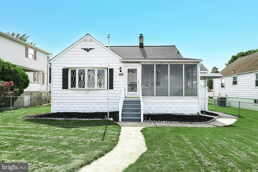 Great opportunity to own a bright and spacious updated Cape Cod with detached garage in the Cedar Crest Community of Sparrows Point. Tastefully designed with stylish fixtures, finishes and modern amenities, this beautiful and freshly painted home has sunlight streaming in throughout the day onto the gleaming hardwood floors throughout the spacious living room, dining room, and brand new eat-in kitchen with gas cooking, stainless steel appliances, granite countertops and tile backsplash. The Primary bedroom and updated full bathroom are conveniently located on the main level.  Upstairs are 2 more bedrooms with closets, and the lower level has another full bathroom with shower, laundry and plenty of storage space. Outside enjoy entertaining family and friends this summer on your screened in front porch, side patio, and lush fenced in backyard with large shed and 1 car detached garage. 
Walk down the street to the water and close by to shops, dining and commuter routes. Don’t wait, schedule your tour today!