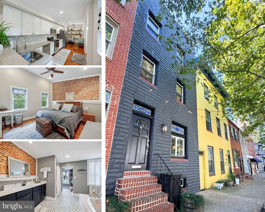 What an opportunity to own an updated home with all the charm, convenience and elegance in the Fells Point Historic District.   Professionally cleaned and a 1 year HOME WARRANTY!  Expansive rowhome, including 3 true bedrooms and 2 full and 2 half baths, and access to a beautiful outdoor deck space.  This home features an entire level dedicated to  a primary bedroom suite, with vaulted ceilings. On the main level, there is a living room, dining room,  half bath, kichen with breakfast top seating, and an additional dining area with an eat in kitchen.  PLUS STORAGE SPACE with a large closet on the main floor. Access the side patio area to spiral staircase to the deck. Deck has access from the spiral staircase or from inside the home. Wood floors, built in dining bench, exposed brick, vaulted ceilings, stainless appliances, granite counters - all the details combined in one home. Yes, there is a basement with plenty of additional storage!5 blocks to the water and steps from restaurants,  pet clinic, shops and parks.  Less than 5 miles from Johns Hopkins, Ideal for DC commute.