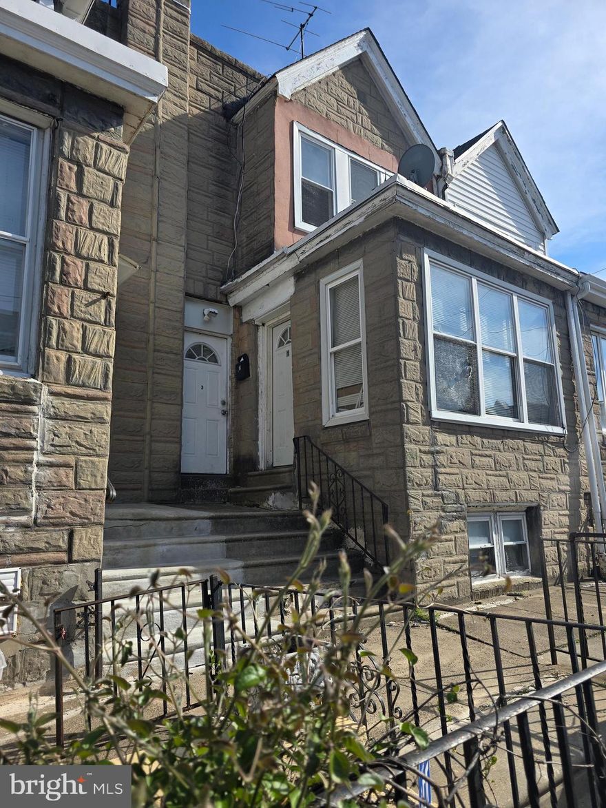 Investor alert! A great DUPLEX in Southwest Philadelphia! This property has two bedrooms in each unit.  It is a good source of rental income or a multi-family living quarter. One can choose to live in one unit and rent the other. They are independent apartments. Seller is motivated! All offers will be presented to seller for review. 

This is an "AS IS" SALE.  The seller will not make repairs.  Buyer is responsible for U&O cert.

Please ensure both front doors are locked. Thank you.