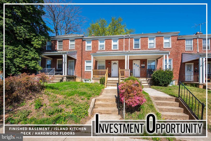 PRICED TO SELL!  RENOVATED ROWHOME WITH 3 FINISHED LEVELS AND TENANTS IN PLACE!  Features include an open floor plan with wood flooring throughout, a spacious living room with a dining area, an island kitchen with ss appliances, upper level with 3 bedrooms and 1 full bath, a finished basement with a family room and 2nd full bath, and a spacious rear deck that overlooks the rear yard.  Property is being sold as-is with current tenant in place.  Current tenant pays $1,600/mo and lease ends 2/28/26