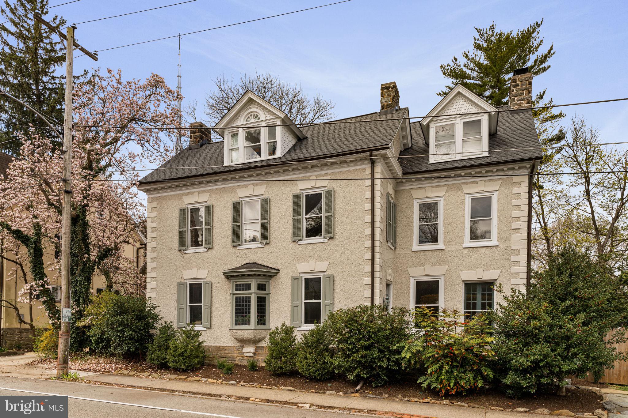 One of the most walkable & coolest Detached homes to hit the market in Chestnut Hill in some time. Totally restored & updated inside & out. Period details w/ modern amenities. This magazine-worthy home has been designed inside out by Barrick Interior Design. Built in 1867, this stunning Georgian Revival Detached home has 6 bedrooms, 3 full baths, 3 fireplaces w/ Mercer Tile, Stone & Brick (1 gas, 2 wood burning), top floor Primary bedroom suite w/ an En suite full bath, top floor laundry room w/ utility sink, huge walkout basement w/ workshop, inside & outside entrance, Pea Gravel driveway w/ off-street parking for 4 cars, Red Cedar fenced & gated level lot sitting on a private & large .31 acre lot w/ front, side & rear yards w/ gorgeous views of St. Paul's Church & it's famous stained glass windows, front porch, multiple patios, fire pit area, gardens, specimen trees, plants, flowers, shrubs, landscaping & brand new garden shed w/ Cupola. The yard is big enough to have your own organic vegetable, flower & herb farm/homestead, a hot tub & a pool. The yard is perfect for gardening, kids, pets, playing, entertaining, your next BBQ, birthday party or special occasion. Lots of room to spread out inside & outside. New Updates & Period Details Restorations include: GAF architectural shingle roof & flat roof sections (complete tear off on all sections w/ new decking), Copper half-round gutters & downspouts, Crown gas boiler, Bradford White gas hot water heater, 200 amp electric (no knob & tube), custom cooks' kitchen (Amish handmade Inset cabinetry, Butcher Block counters, Smeg 6 burner gas range & Convection oven, Smeg range hood, Maytag refrigerator/freezer, Bosch dishwasher, disposal, pantry, undermount farmhouse sink, faucet, artisan-made Cle´ Zellige backsplash tile, LED pendant & recessed lighting), 1st 2nd floor full bath (bathtub/shower, artisan-made Zia Zellige wall & floor tile, Duravit sink, Rohl shower & faucet fixtures, Kohler toilet, paneled walls, wallpaper, Schoolhouse light), 2nd 2nd floor full bath (walk-in shower, artisan-made Zia Zellige wall & floor tile, Waterworks sink, shower & faucet fixtures, Duravit toilet, pendant lights, Marble sink top), windows, leaded glass & stained glass bay windows, shutters, doors, Dutch front entry door, French doors, millwork, moldings, mantels, railings, banisters, Quarter Sawn Oak stairs & hardwood floors, Heart Pine hardwood floors, door & light fixtures, Crystal & Brass doorknobs, masonry, pointing, fireplaces, chimneys, Bluestone, Wissahickon Schist, Pebble Dash, brick, stone keystones, lintels & sills, dental molding, Clapboard siding, Pea Gravel driveway, entire interior & exterior just professionally painted. Lots of windows, light, closets & storage. This home has it all & is half a block from all the shops, cafes & restaurants in Chestnut Hill. Half a block from both of the separate SEPTA Chestnut Hill East & West lines into Philadelphia, Suburban Station, 30th Street Station, hospitals, universities, Philadelphia International Airport. Half a block from Martine's Cafe, Hilltop Books, Dancefit, Blum's Chestnut Hill Antiques & Chestnut Hill Hospital. Minutes away from Morris Arboretum, Philadelphia Cricket Club, Whitemarsh Valley Country Club, Wissahickon Valley Park, Northwestern stables, Springside, Crefield & Norwood-Fontbonne schools & more. Easy access to Whole Foods, Target, Trader Joe's, Wegmans, Fresh Market & more. Easy access to Lincoln & Kelly Drive, Route 1, 76, 476, 276, 309, 95, Fairmount Park, PA suburbs, NJ & DE Beaches, Poconos, DE, NJ, NYC & Brooklyn. Chestnut Hill combines mature trees, parkland, miles of walking, running, hiking, biking, horseback riding trails along the Wissahickon Creek, tree-lined streets & historic cobblestoned Germantown Ave w/ its shopping, boutiques & restaurants. With the City of Philadelphia Homestead Exemption the estimated 2025 Property Tax would be $11,243.