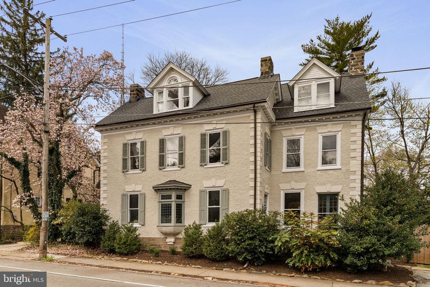 One of the most walkable & coolest Detached homes to hit the market in Chestnut Hill in some time. Totally restored & updated inside & out. Period details w/ modern amenities. This magazine-worthy home has been designed inside out by Barrick Interior Design. Built in 1867, this stunning Georgian Revival Detached home has 6 bedrooms, 3 full baths, 3 fireplaces w/ Mercer Tile, Stone & Brick (1 gas, 2 wood burning), top floor Primary bedroom suite w/ an En suite full bath, top floor laundry room w/ utility sink, huge walkout basement w/ workshop, inside & outside entrance, Pea Gravel driveway w/ off-street parking for 4 cars, Red Cedar fenced & gated level lot sitting on a private & large .31 acre lot w/ front, side & rear yards w/ gorgeous views of St. Paul's Church & it's famous stained glass windows, front porch, multiple patios, fire pit area, gardens, specimen trees, plants, flowers, shrubs, landscaping & brand new garden shed w/ Cupola. The yard is big enough to have your own organic vegetable, flower & herb farm/homestead, a hot tub & a pool. The yard is perfect for gardening, kids, pets, playing, entertaining, your next BBQ, birthday party or special occasion. Lots of room to spread out inside & outside. New Updates & Period Details Restorations include: GAF architectural shingle roof & flat roof sections (complete tear off on all sections w/ new decking), Copper half-round gutters & downspouts, Crown gas boiler, Bradford White gas hot water heater, 200 amp electric (no knob & tube), custom cooks' kitchen (Amish handmade Inset cabinetry, Butcher Block counters, Smeg 6 burner gas range & Convection oven, Smeg range hood, Maytag refrigerator/freezer, Bosch dishwasher, disposal, pantry, undermount farmhouse sink, faucet, artisan-made Cle´ Zellige backsplash tile, LED pendant & recessed lighting), 1st 2nd floor full bath (bathtub/shower, artisan-made Zia Zellige wall & floor tile, Duravit sink, Rohl shower & faucet fixtures, Kohler toilet, paneled walls, wallpaper, Schoolhouse light),  2nd 2nd floor full bath (walk-in shower, artisan-made Zia Zellige wall & floor tile,  Waterworks sink, shower & faucet fixtures, Duravit toilet, pendant lights, Marble sink top), windows, leaded glass & stained glass bay windows, shutters, doors, Dutch front entry door, French doors, millwork, moldings, mantels, railings, banisters, Quarter Sawn Oak stairs & hardwood floors, Heart Pine hardwood floors, door & light fixtures, Crystal & Brass doorknobs, masonry, pointing, fireplaces, chimneys, Bluestone, Wissahickon Schist, Pebble Dash, brick, stone keystones, lintels & sills, dental molding, Clapboard siding, Pea Gravel driveway, entire interior & exterior just professionally painted. Lots of windows, light, closets & storage. This home has it all & is half a block from all the shops, cafes & restaurants in Chestnut Hill. Half a block from both of the separate SEPTA Chestnut Hill East & West lines into Philadelphia, Suburban Station, 30th Street Station, hospitals, universities, Philadelphia International Airport. Half a block from Martine's Cafe, Hilltop Books, Dancefit, Blum's Chestnut Hill Antiques & Chestnut Hill Hospital. Minutes away from Morris Arboretum, Philadelphia Cricket Club, Whitemarsh Valley Country Club, Wissahickon Valley Park, Northwestern stables, Springside, Crefield & Norwood-Fontbonne schools & more. Easy access to Whole Foods, Target, Trader Joe's, Wegmans, Fresh Market & more. Easy access to Lincoln & Kelly Drive, Route 1, 76, 476, 276, 309, 95, Fairmount Park, PA suburbs, NJ & DE Beaches, Poconos, DE, NJ, NYC & Brooklyn. Chestnut Hill combines mature trees, parkland, miles of walking, running, hiking, biking, horseback riding trails along the Wissahickon Creek, tree-lined streets & historic cobblestoned Germantown Ave w/ its shopping, boutiques & restaurants. With the City of Philadelphia Homestead Exemption the estimated 2025 Property Tax would be $11,243.