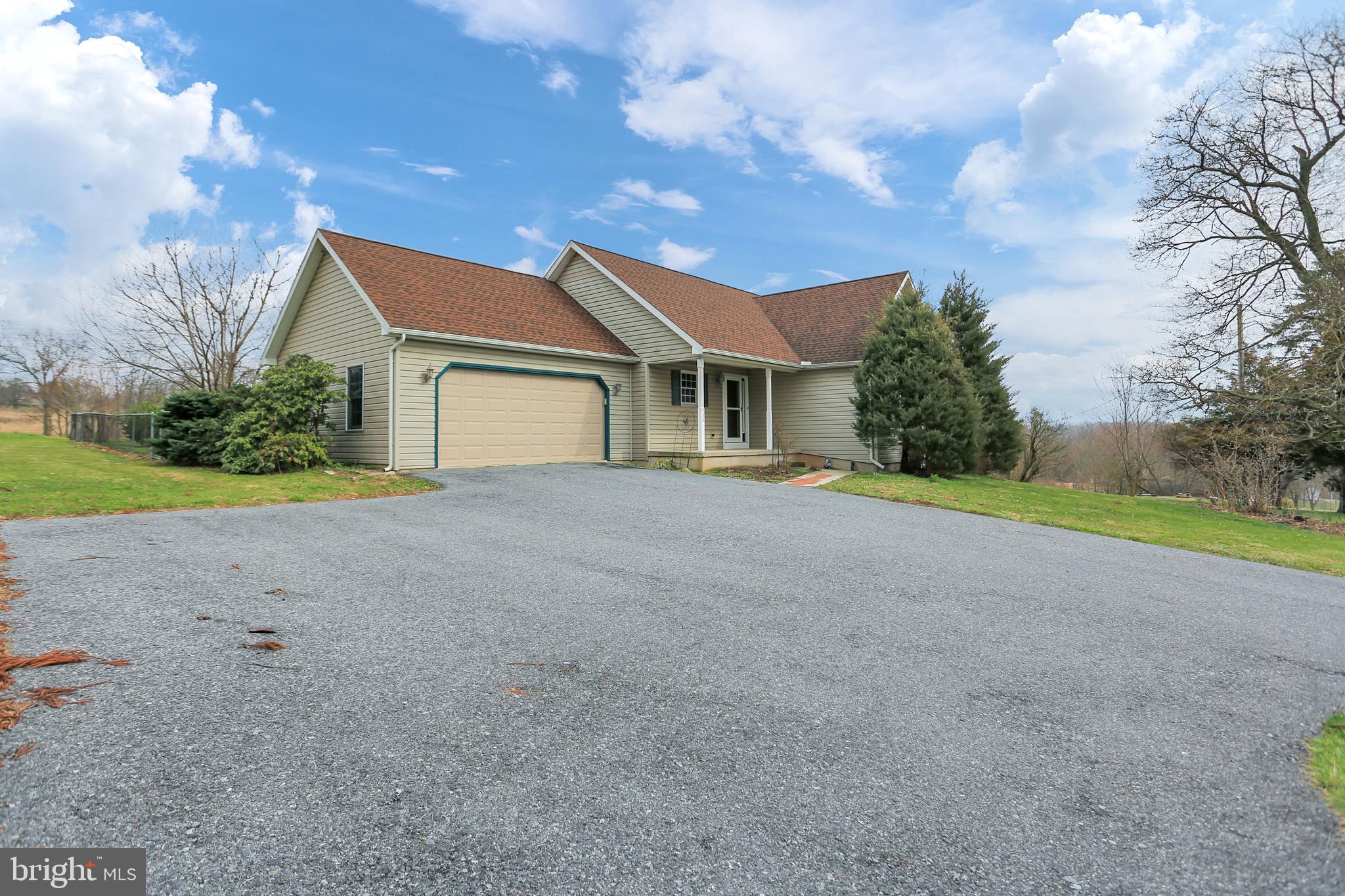 Well maintained Rancher on 3 Beautiful Acres with Open Concept First Floor Living, beautiful Stone Gas Fireplace in main LivingRoom, second Stone Gas Fireplace in the finished Basement and Geothermal Heating /Airconditioning .  French Doors open to outside Deck and Paver Patio offering an INCREDIBLE View.  Amazing, Cozy finished Basement with large Family Room (and Fireplace) provides awesome, additional living space. Unfiinshed side of the basement has tons of extra space for Storage, Exercise area or to finish as you wish. Huge Master Bedroom with walk in Closet and large Master Bath with Soaking Tub and separate  Shower....and to top it off the 2 Car Garage is OVERsized. This home truly is a must see!